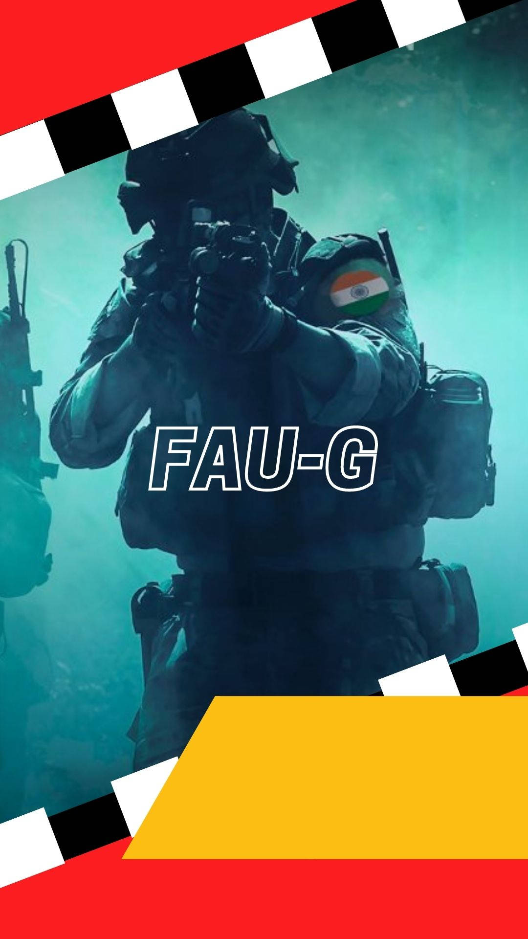 Fau G, teal haze, red yellow and black checkered borders, Full HD Phone Wallpaper