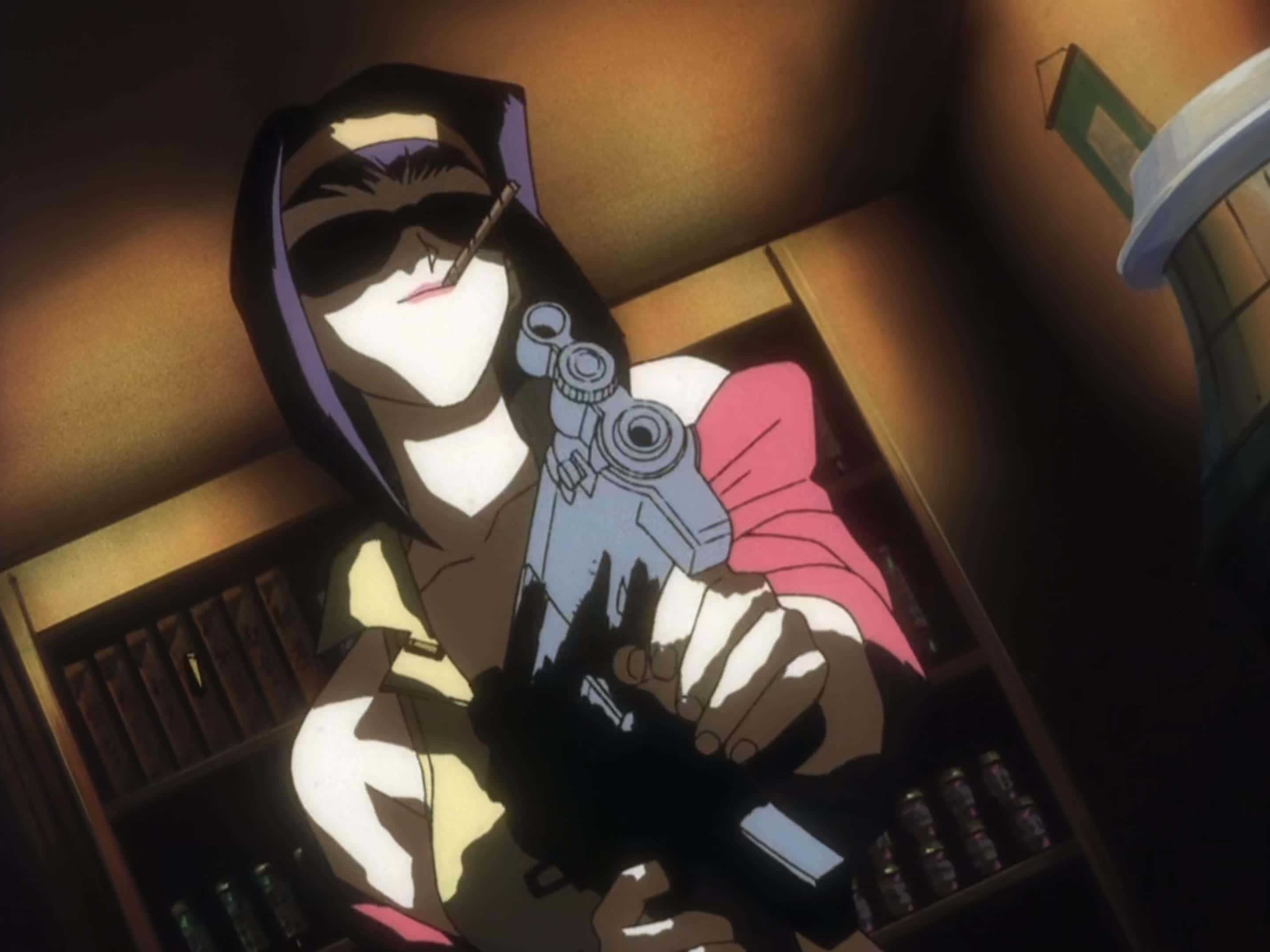 Faye Valentine, hooded anime character, dark hair, 2K Desktop Wallpaper