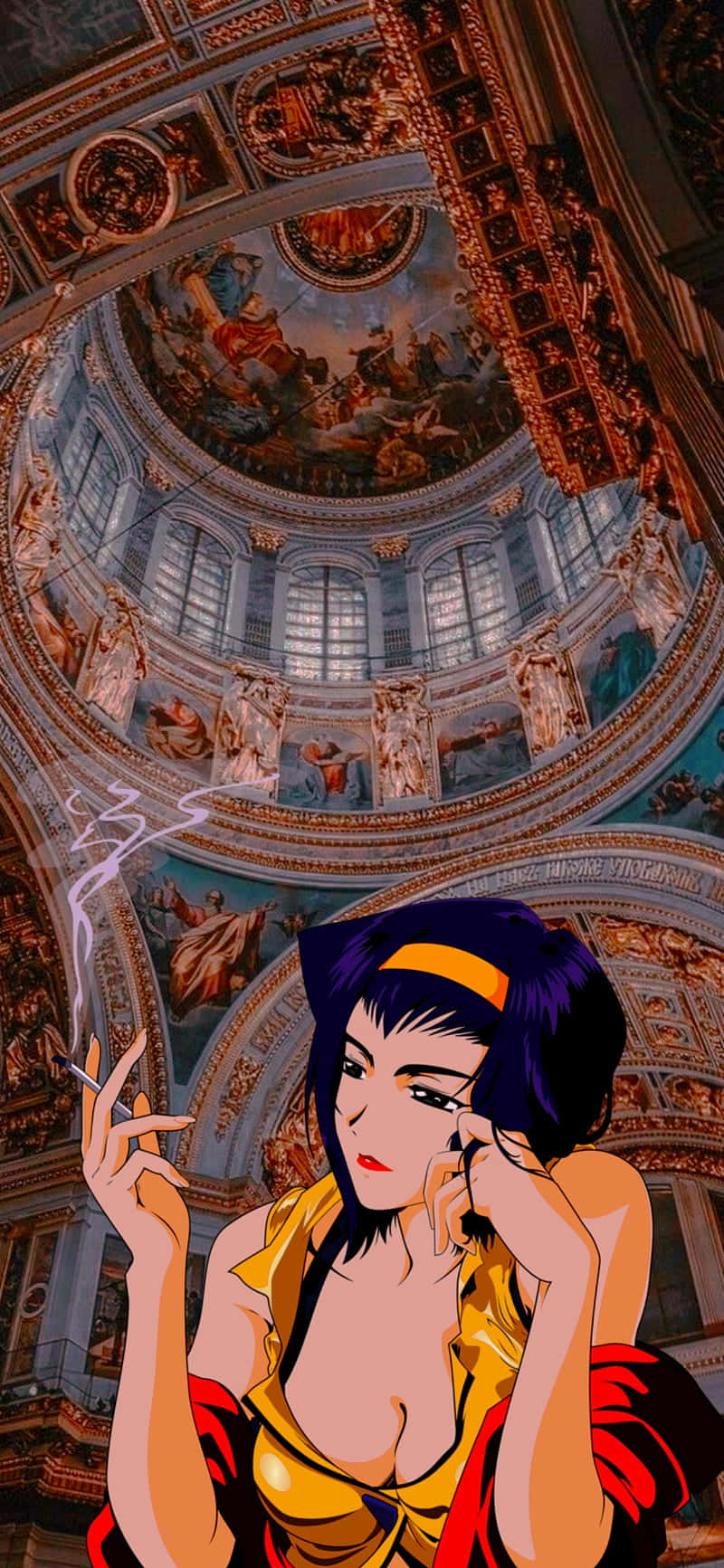 Faye Valentine, gold dress, cigarette, HD Phone Wallpaper