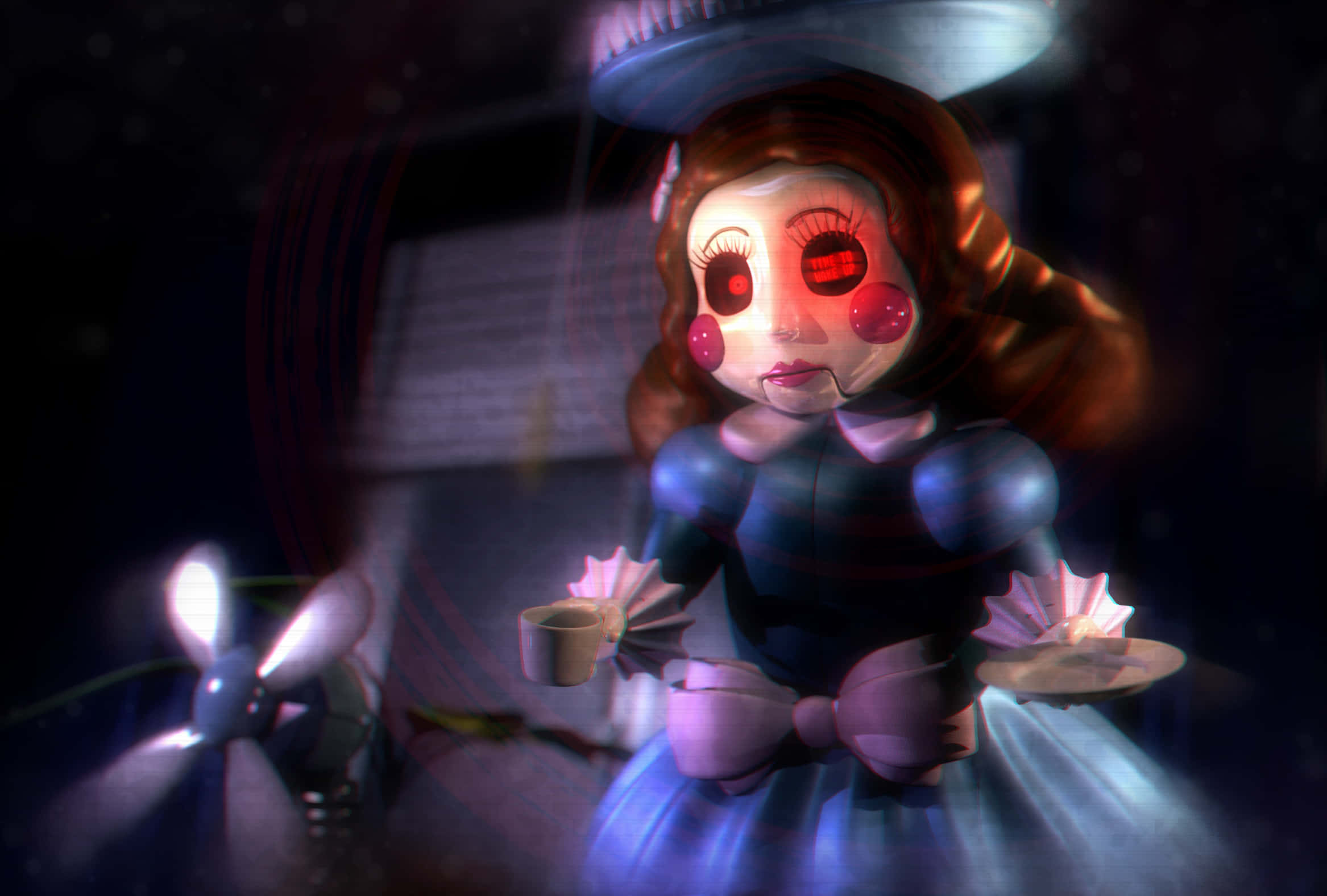 Fazbear Frights, glowing red eyes, halo, Full HD Desktop Wallpaper