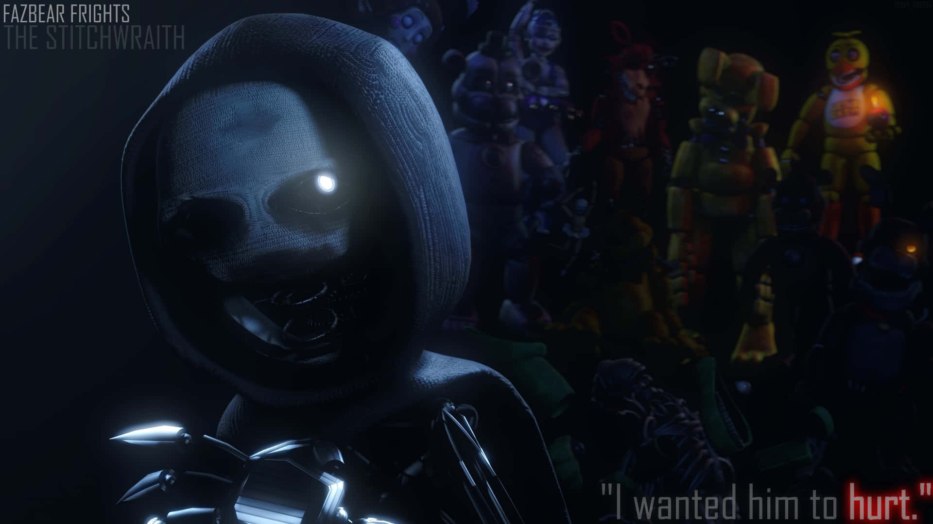 Fazbear Frights, hooded animatronic, glowing eyes, Full HD Desktop Wallpaper