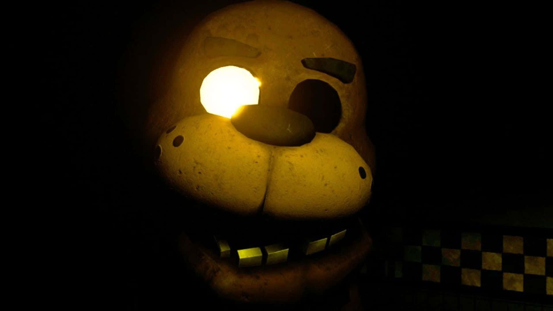 Fazbear Frights, yellow animatronic bear, glowing eye, Full HD Desktop Wallpaper