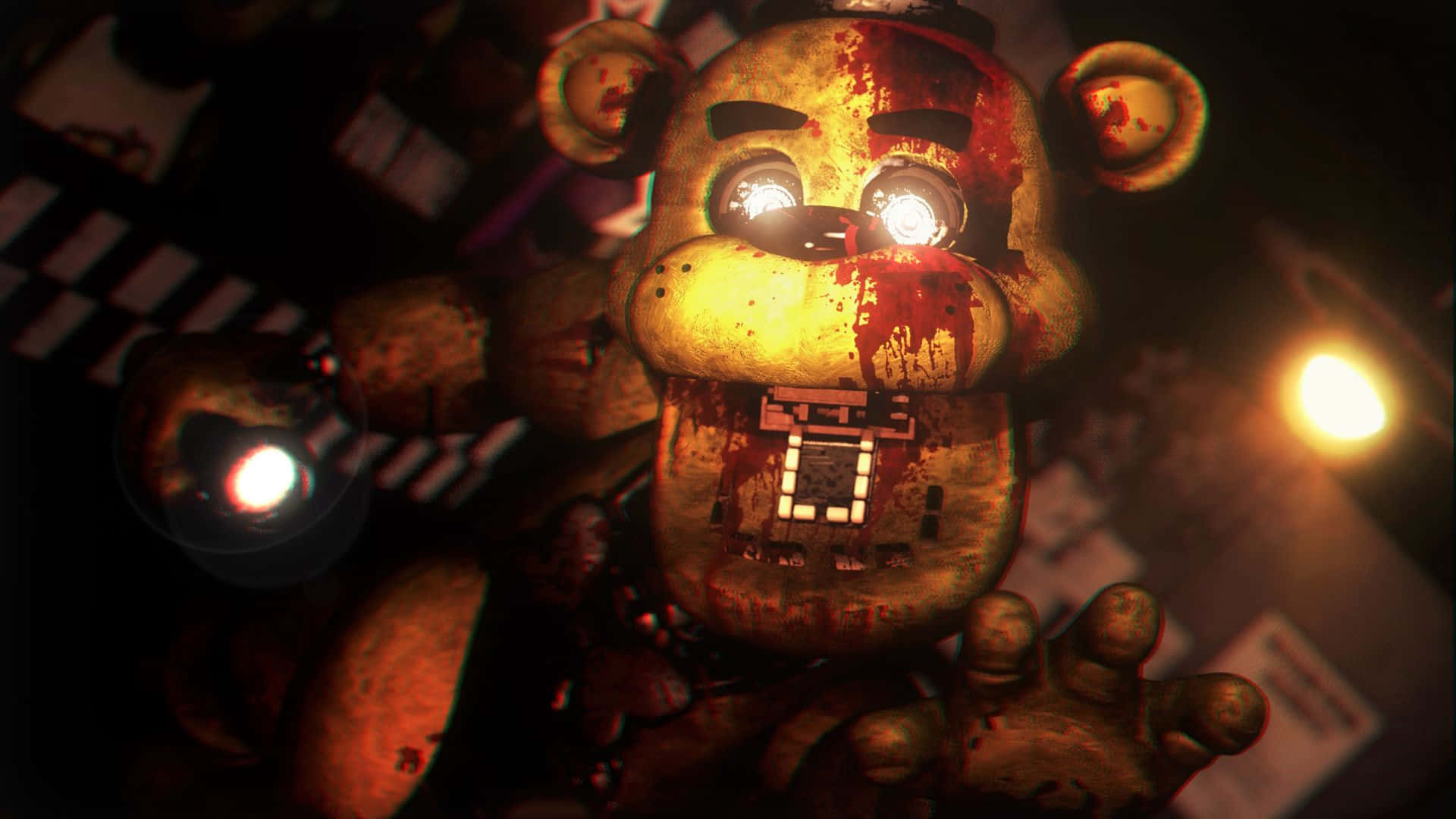 Fazbear Frights, animatronic bear, glowing eyes, Full HD Desktop Wallpaper