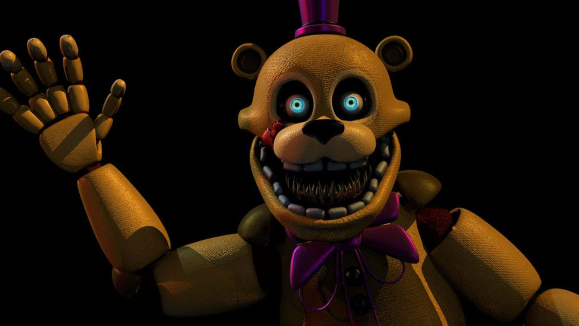 Fazbear Frights, animatronic bear, glowing blue eyes, Full HD Desktop Wallpaper