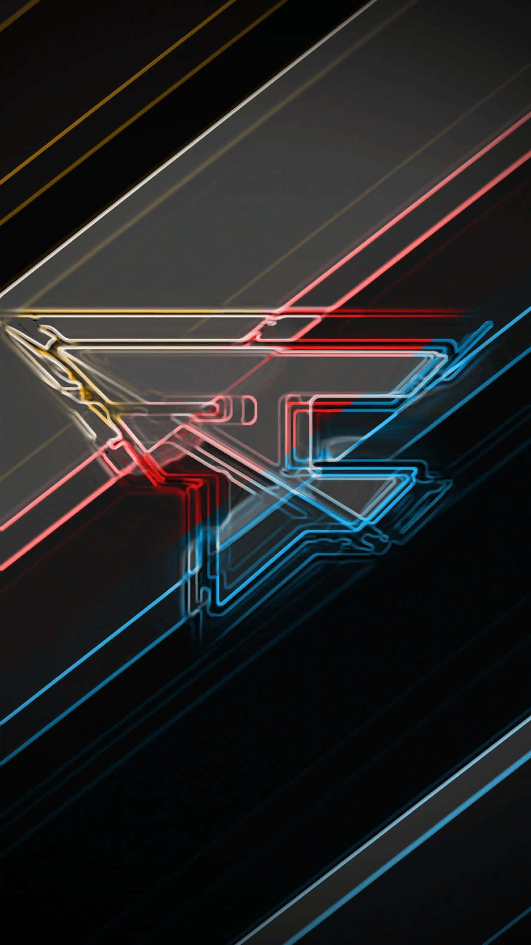 Faze Rug, neon logo, red blue and gold lines, Full HD Phone Wallpaper