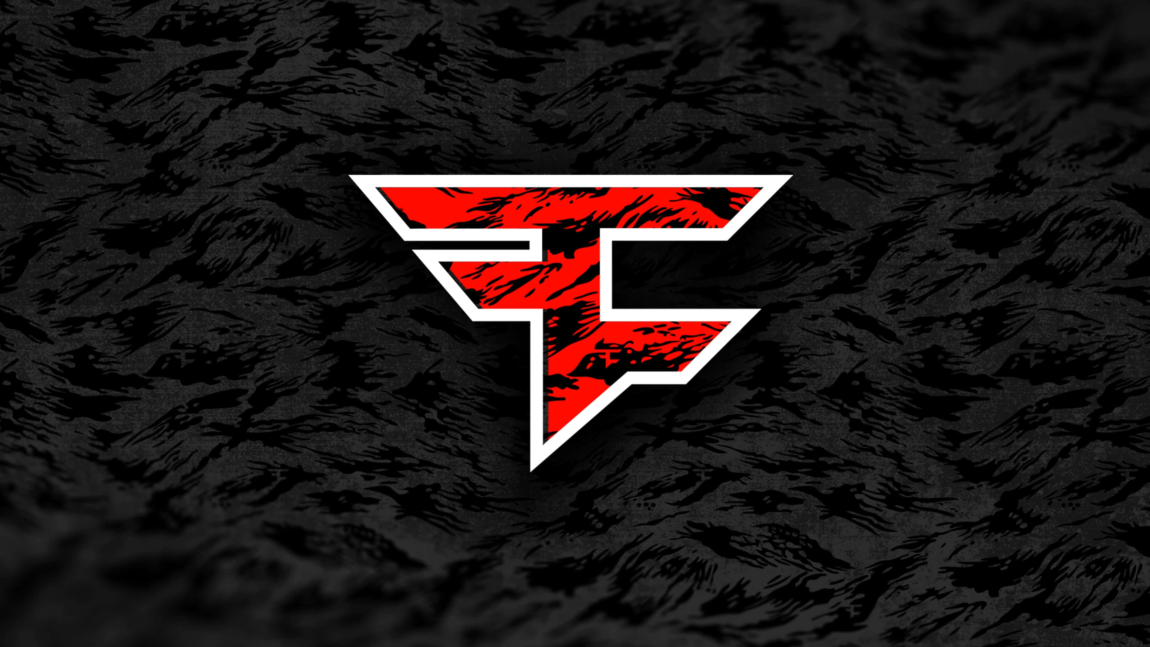 Faze Rug, red and white stylized logo, distressed texture, 4K Desktop Wallpaper