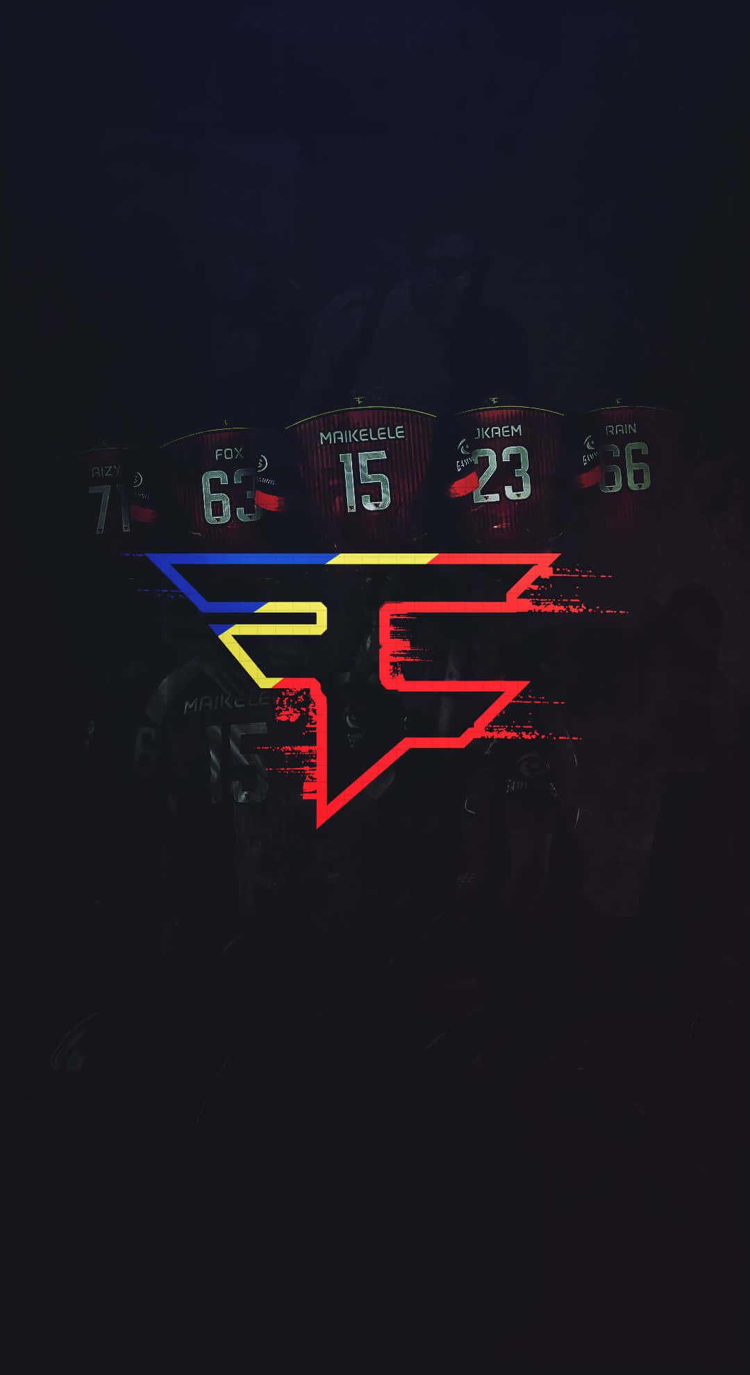 Faze Rug, esports logo, glowing red yellow and blue, Full HD Phone Wallpaper