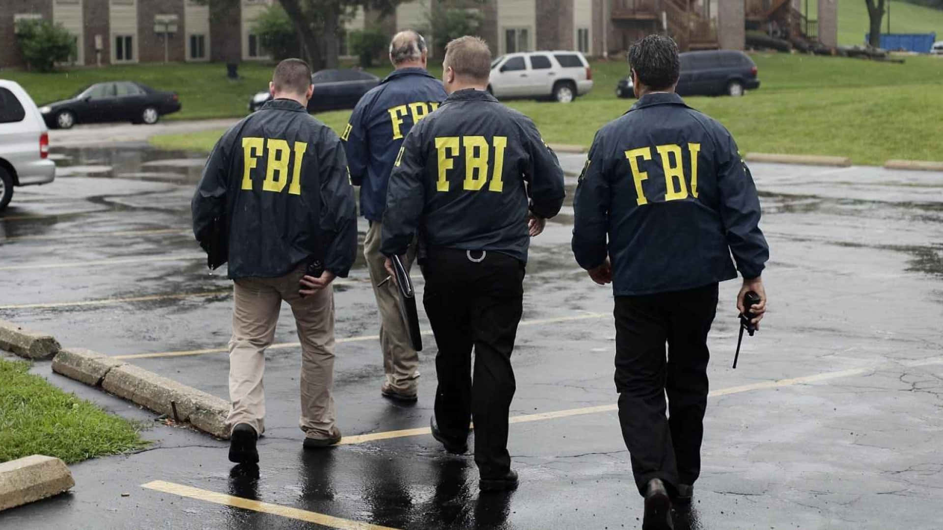 FBI, dark jackets, rain, Full HD Desktop Wallpaper