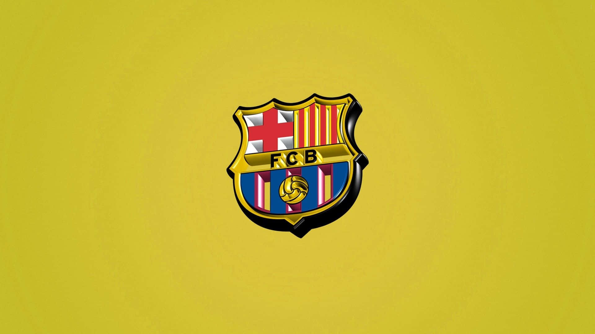 FC Barcelona, glossy FC Barcelona crest, solid yellow background, Full HD Desktop Wallpaper