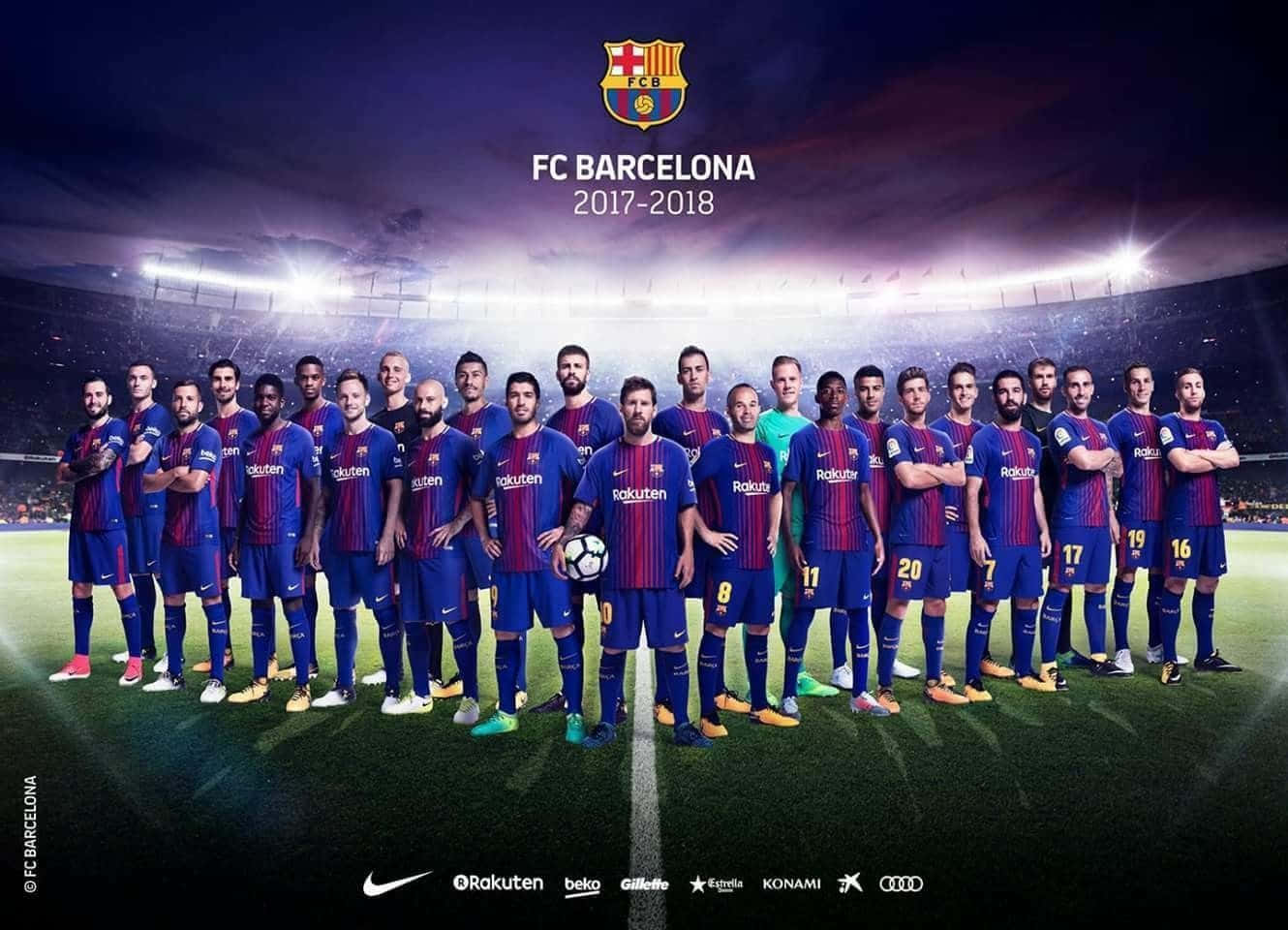FC Barcelona, blue and red striped jerseys, stadium pitch, HD Desktop Wallpaper