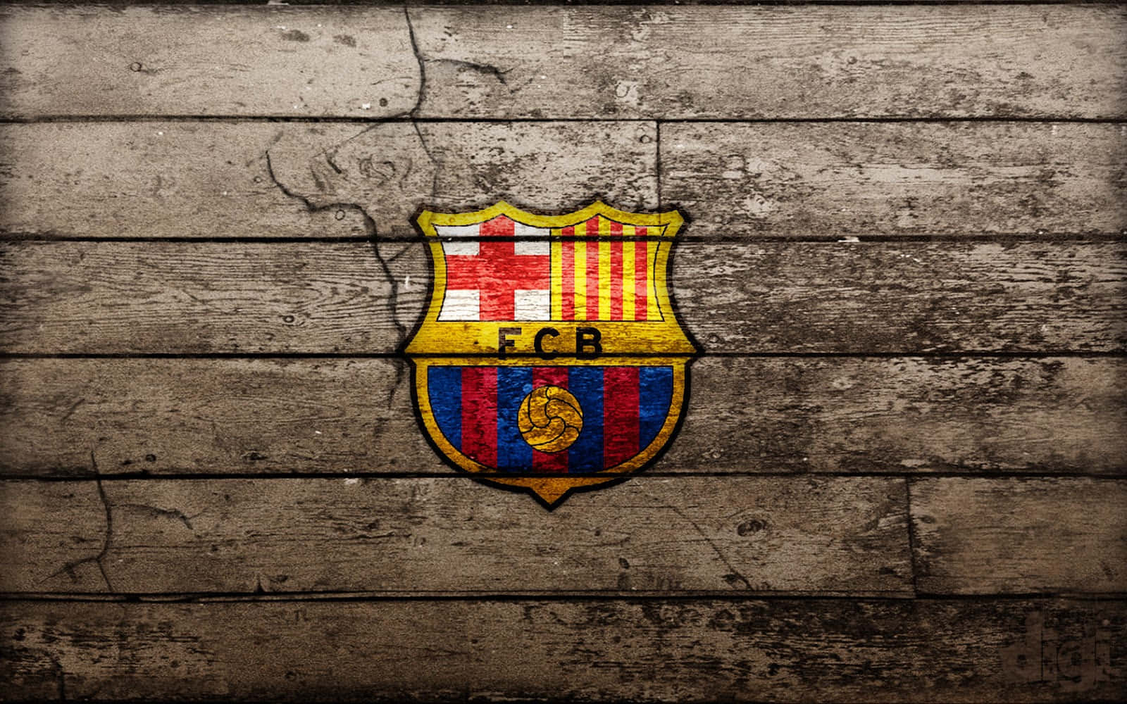 FC Barcelona, crest, weathered wooden planks, HD Desktop Wallpaper