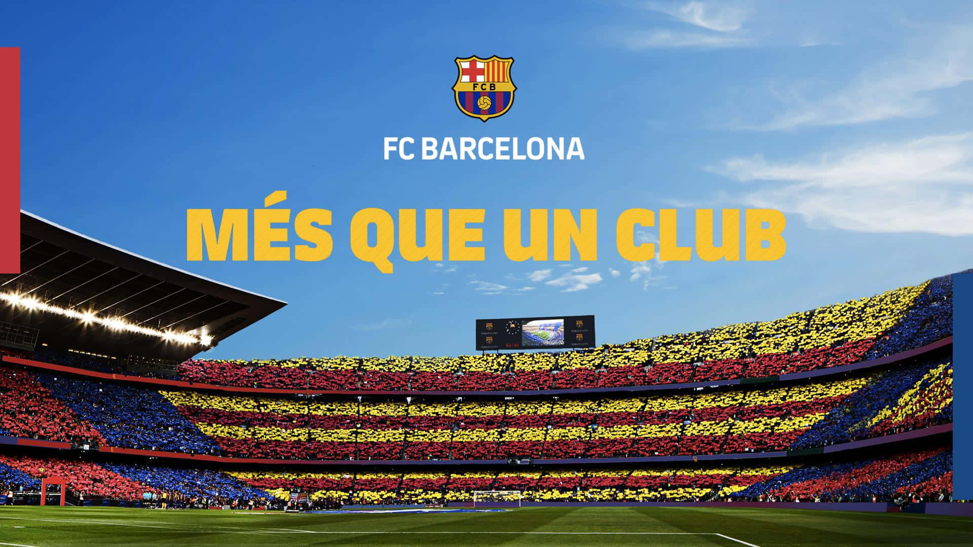 FC Barcelona, stadium, red yellow and blue scarves, Full HD Desktop Wallpaper