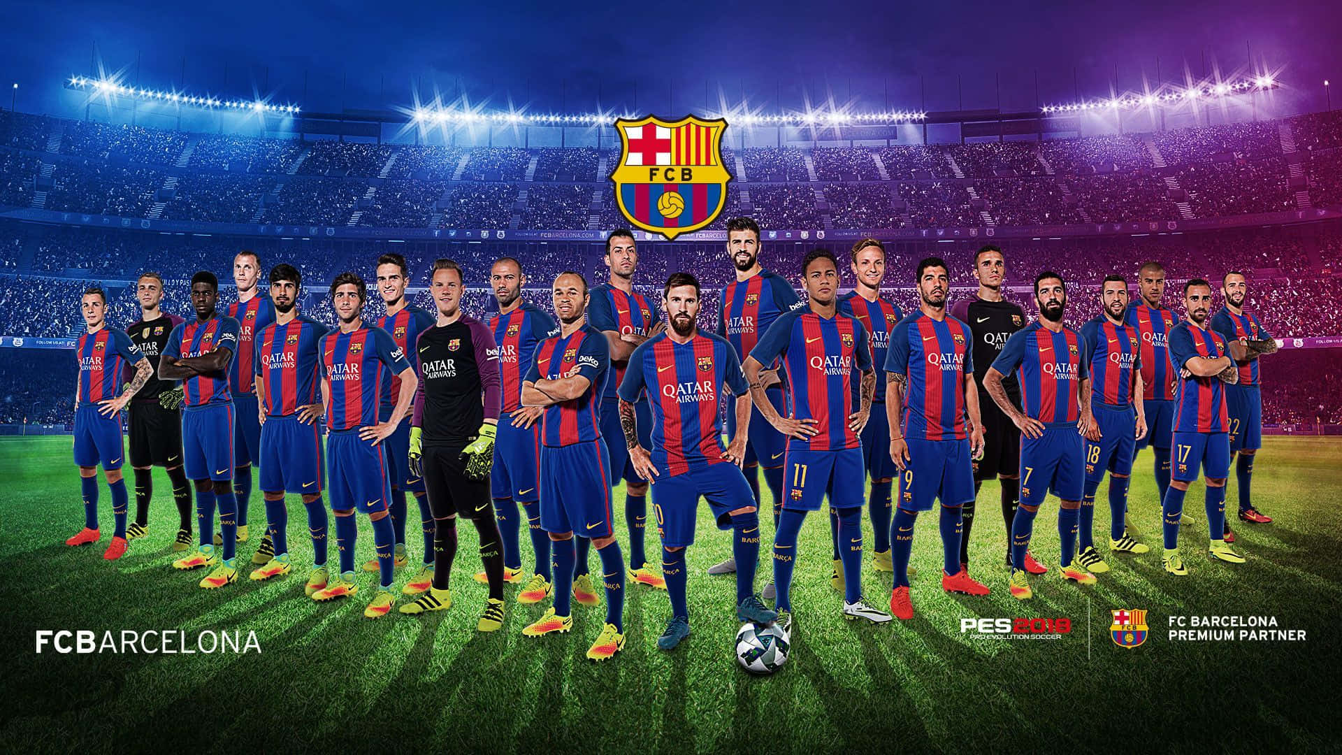 FC Barcelona, soccer team, vibrant green pitch, Full HD Desktop Wallpaper
