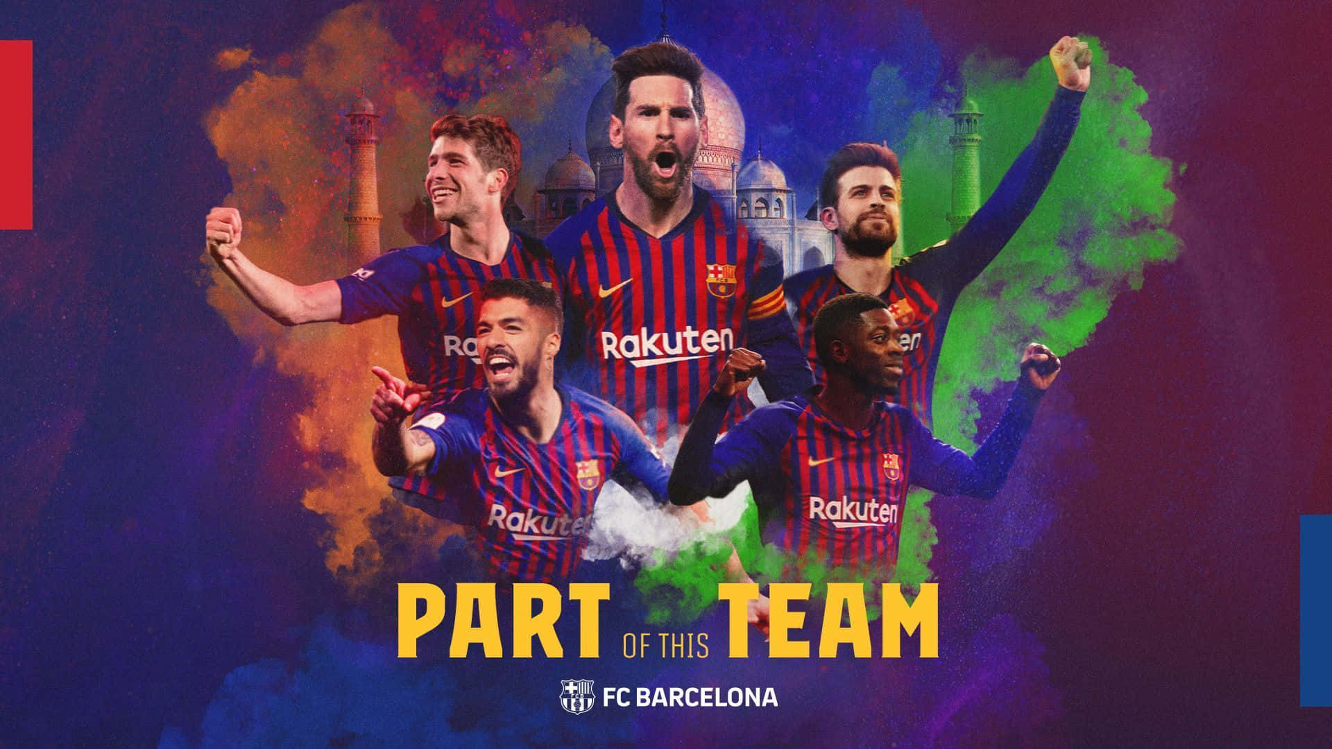 FC Barcelona, red and blue striped jerseys, soccer players, Full HD Desktop Wallpaper