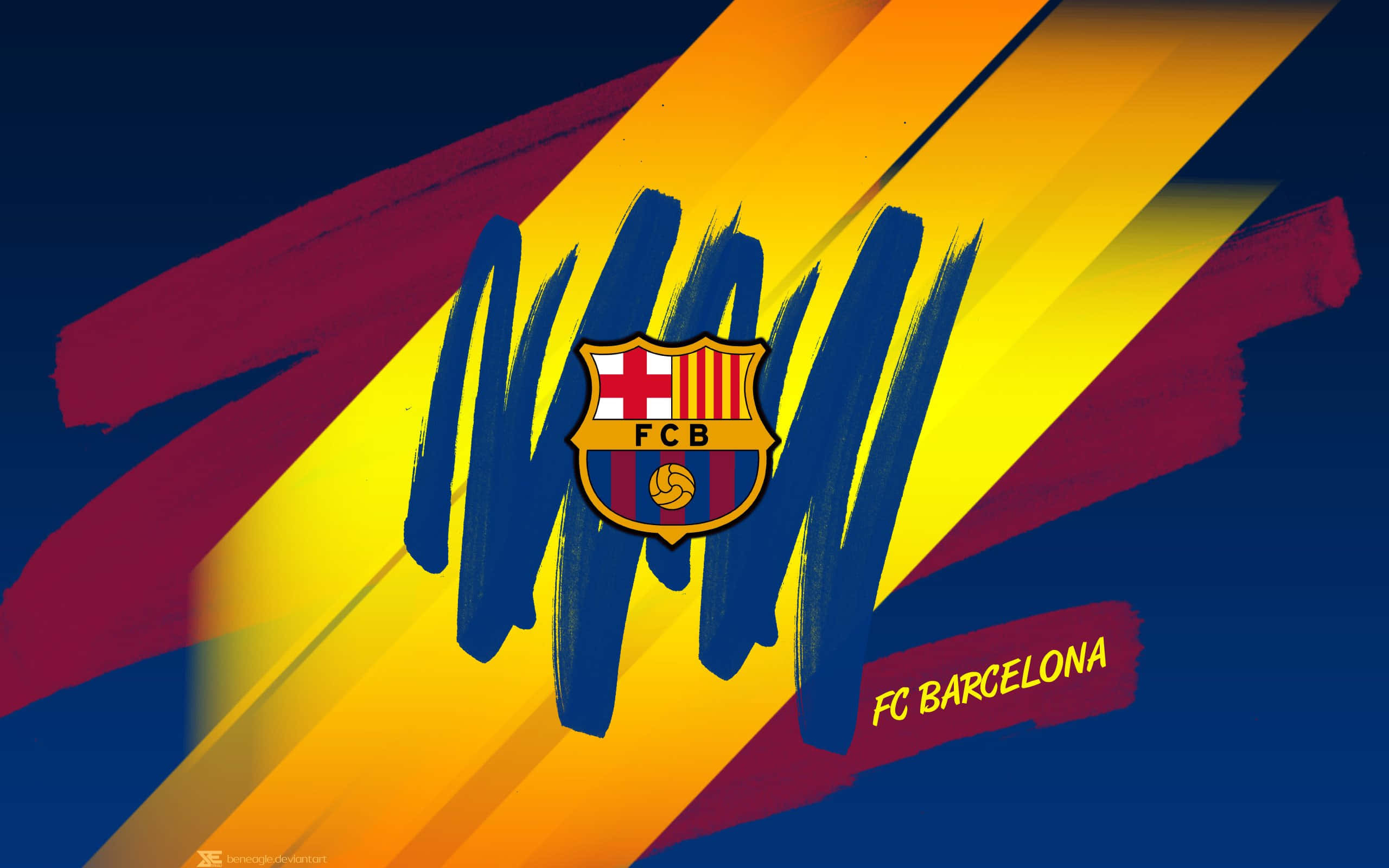 FC Barcelona, crest, yellow, 2K Desktop Wallpaper