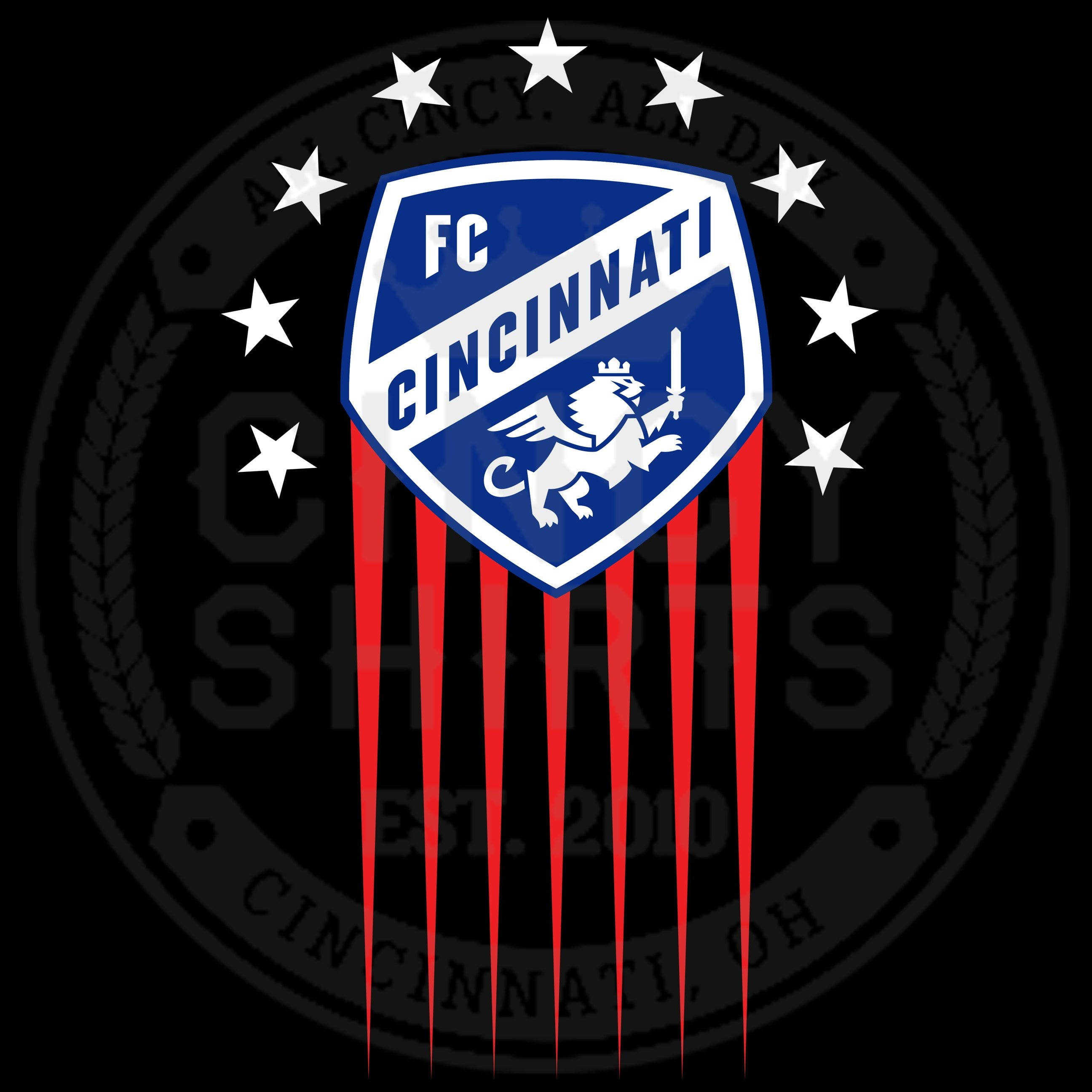 FC Cincinnati, white winged lion, blue shield, 2K Desktop Wallpaper