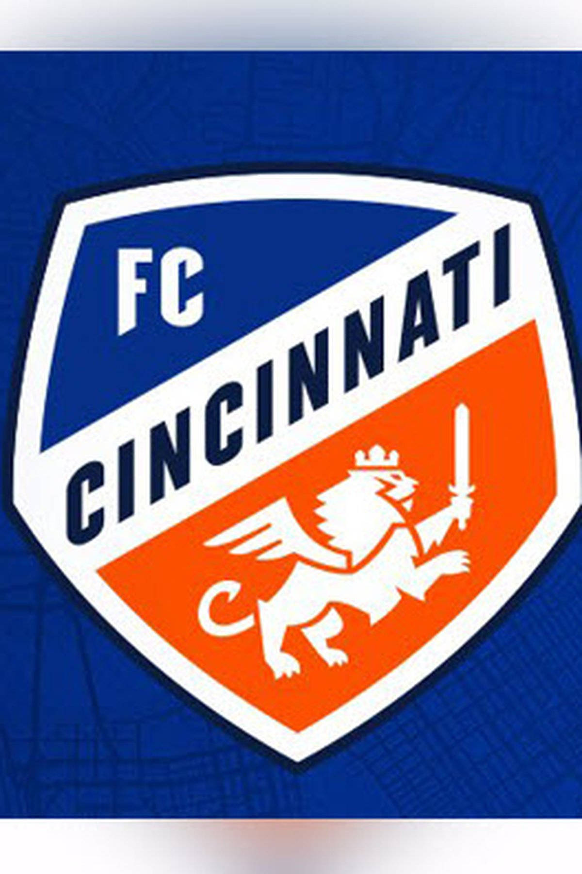 FC Cincinnati, white winged lion, orange and blue shield, HD Phone Wallpaper