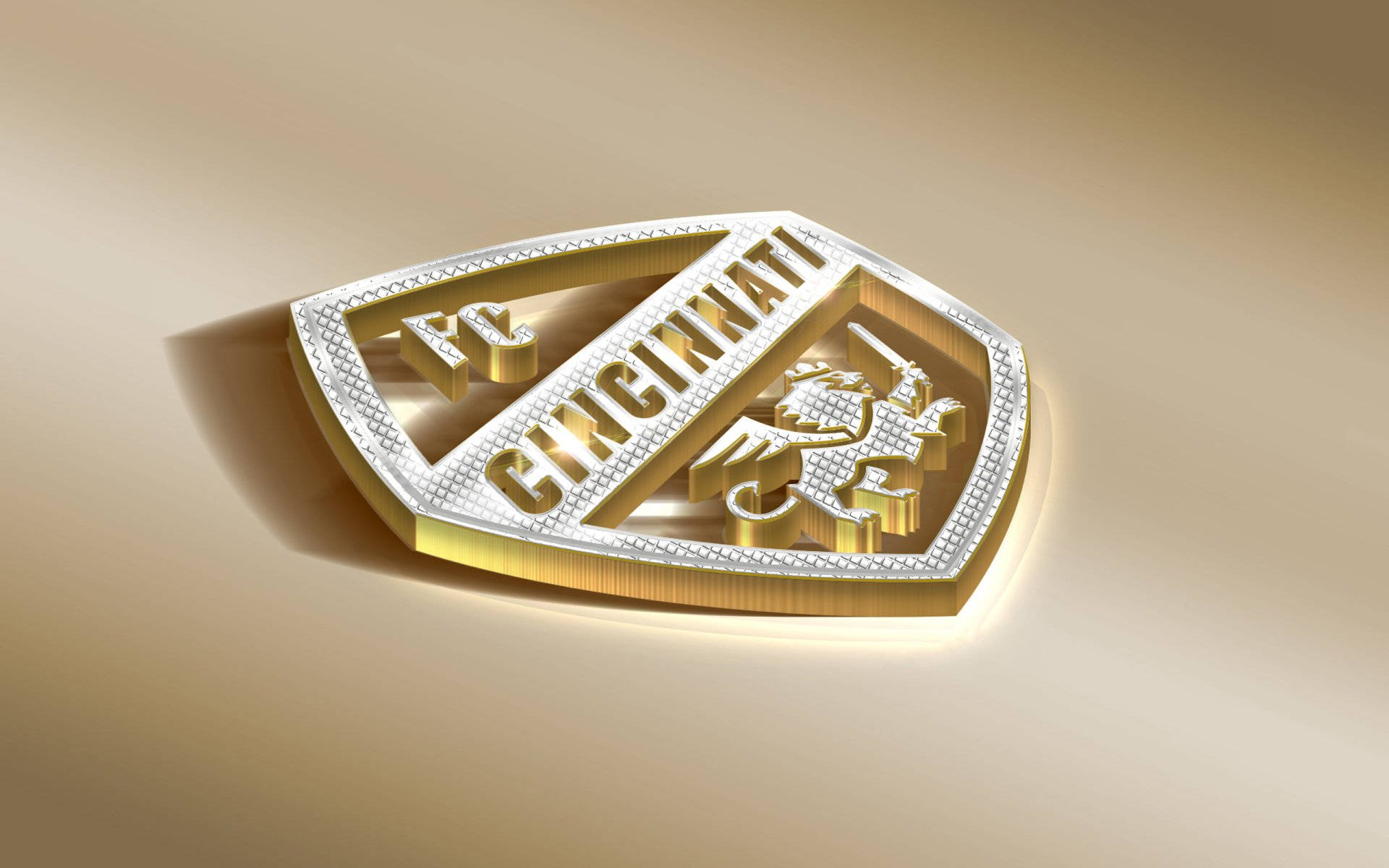 FC Cincinnati, lion emblem, gleaming gold, Full HD Desktop Wallpaper