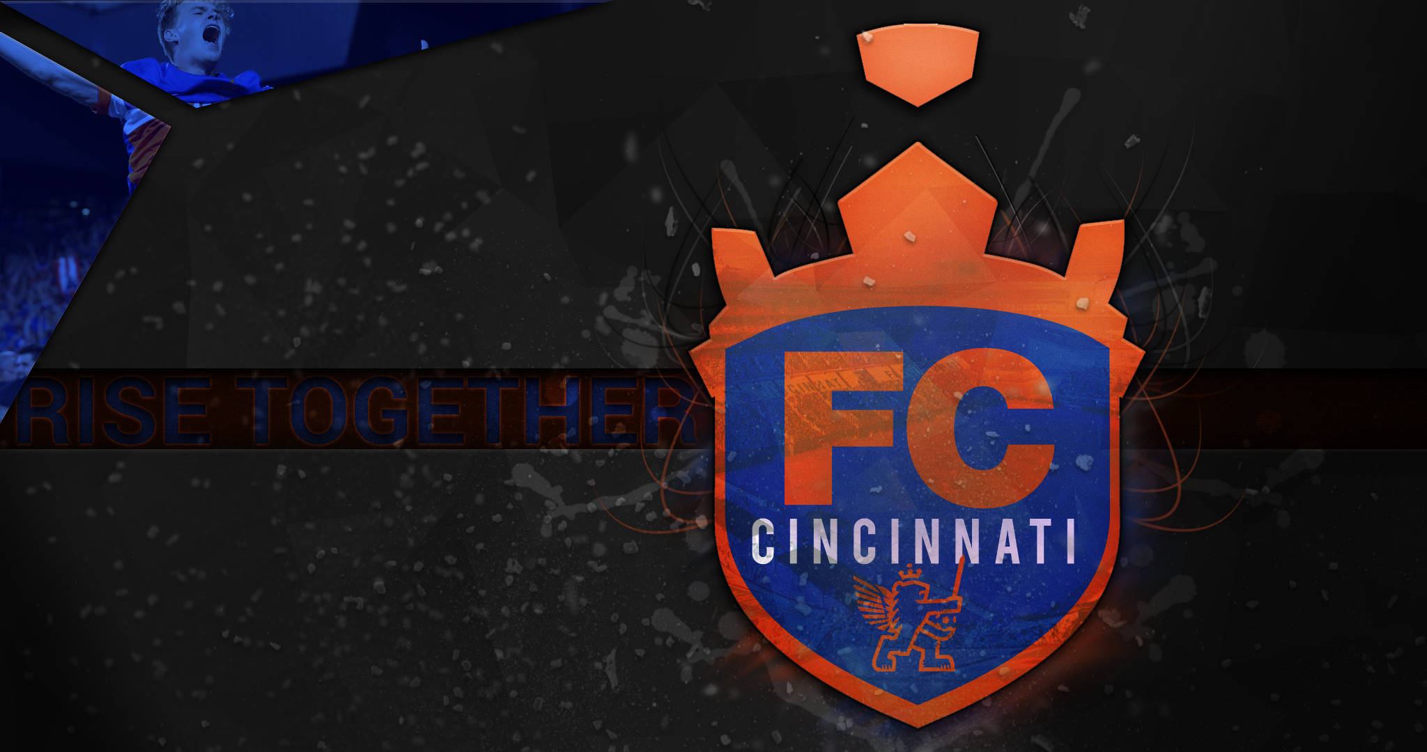 FC Cincinnati, orange and blue colors, glows, Full HD Desktop Wallpaper