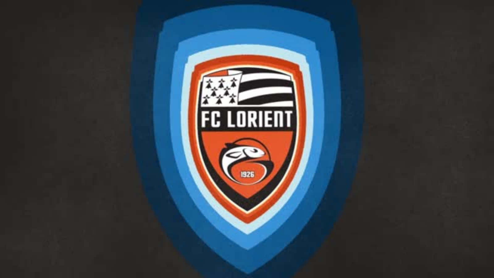 FC Lorient, blue orange and white stripes, fish logo, HD Desktop Wallpaper