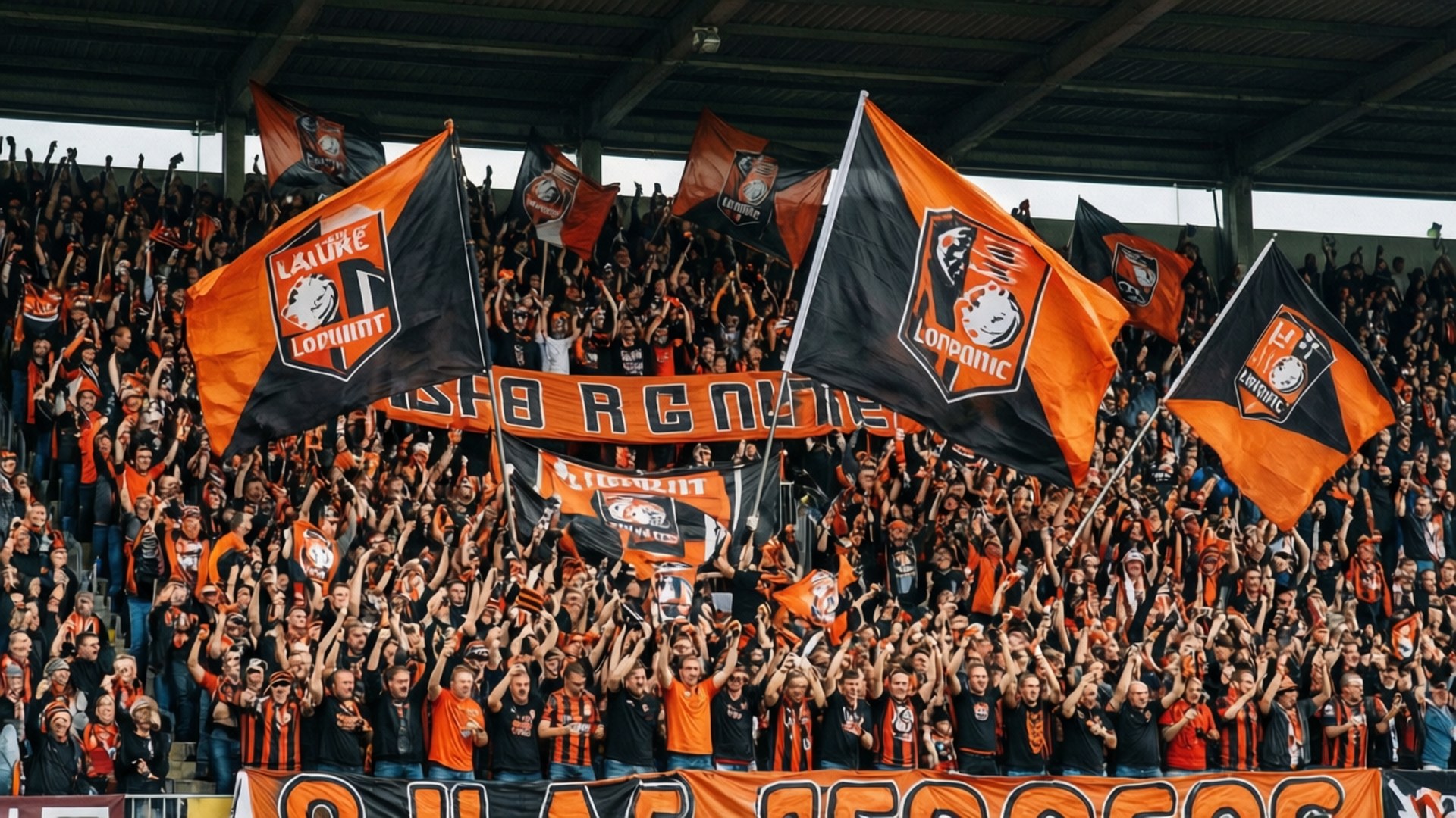 FC Lorient, fan tifo, flags, Full HD Desktop Wallpaper