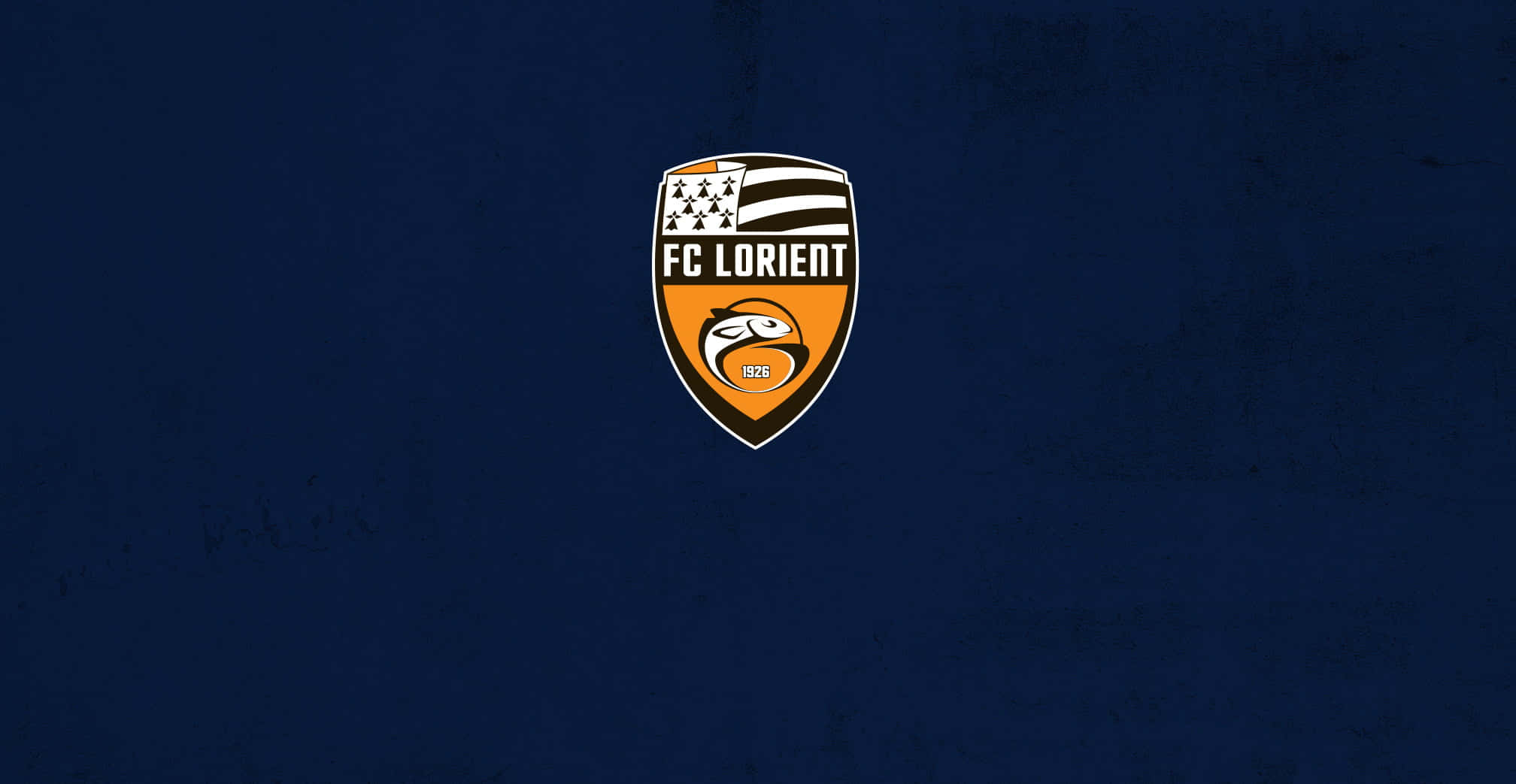 FC Lorient, football club crest, textured dark blue background, Full HD Desktop Wallpaper