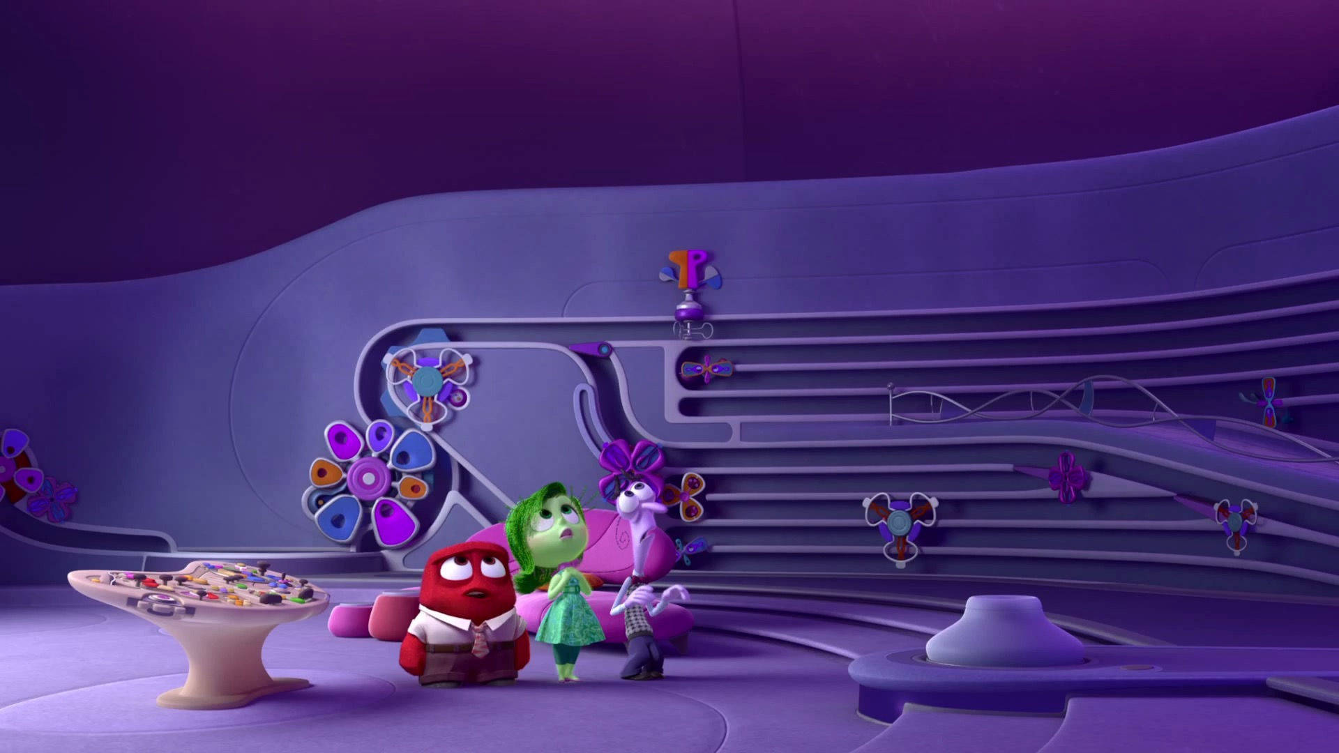 Fear Inside Out, recall tube, animated emotion characters, Full HD Desktop Wallpaper
