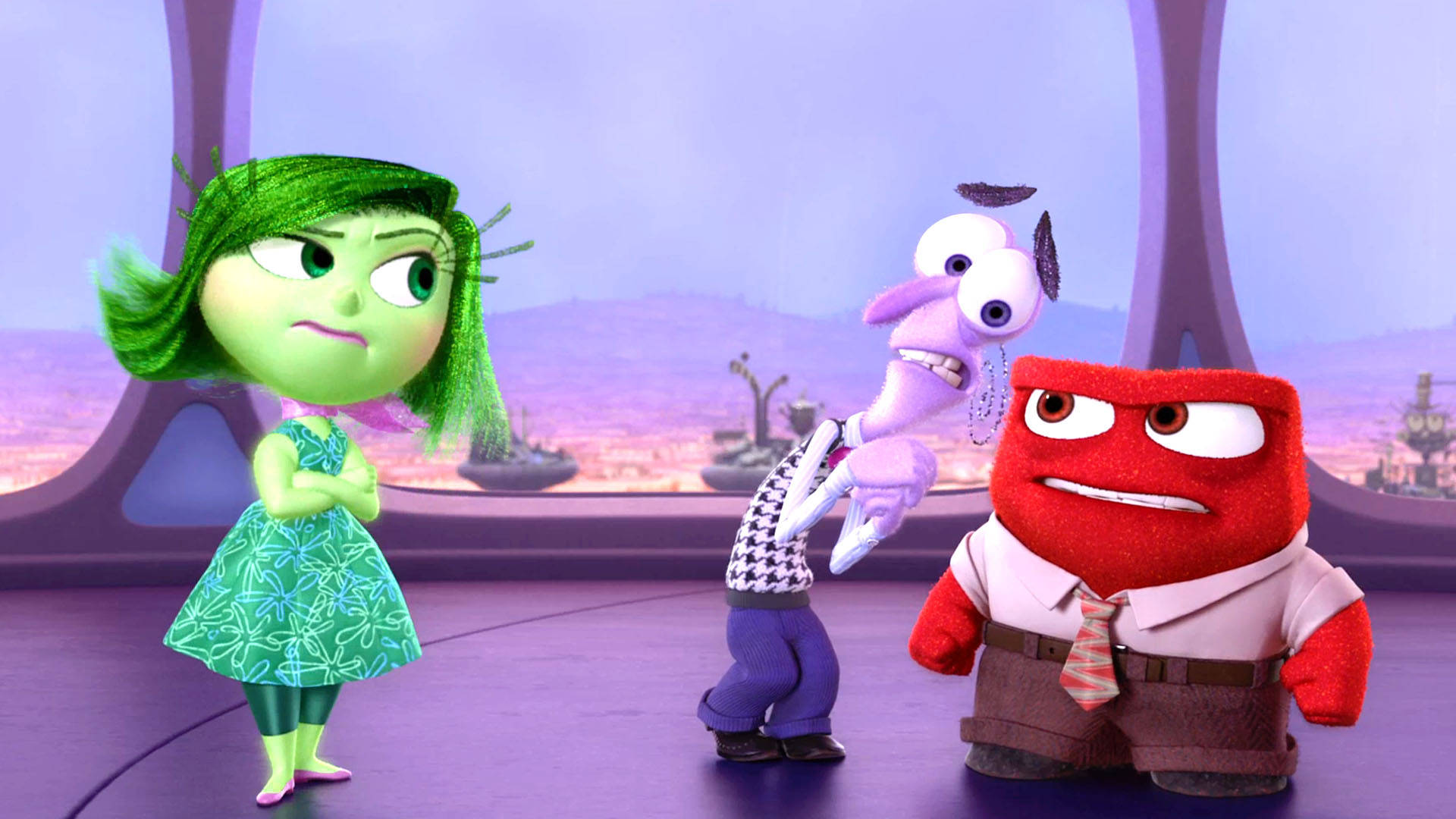 Fear Inside Out, emotion characters, control room, Full HD Desktop Wallpaper