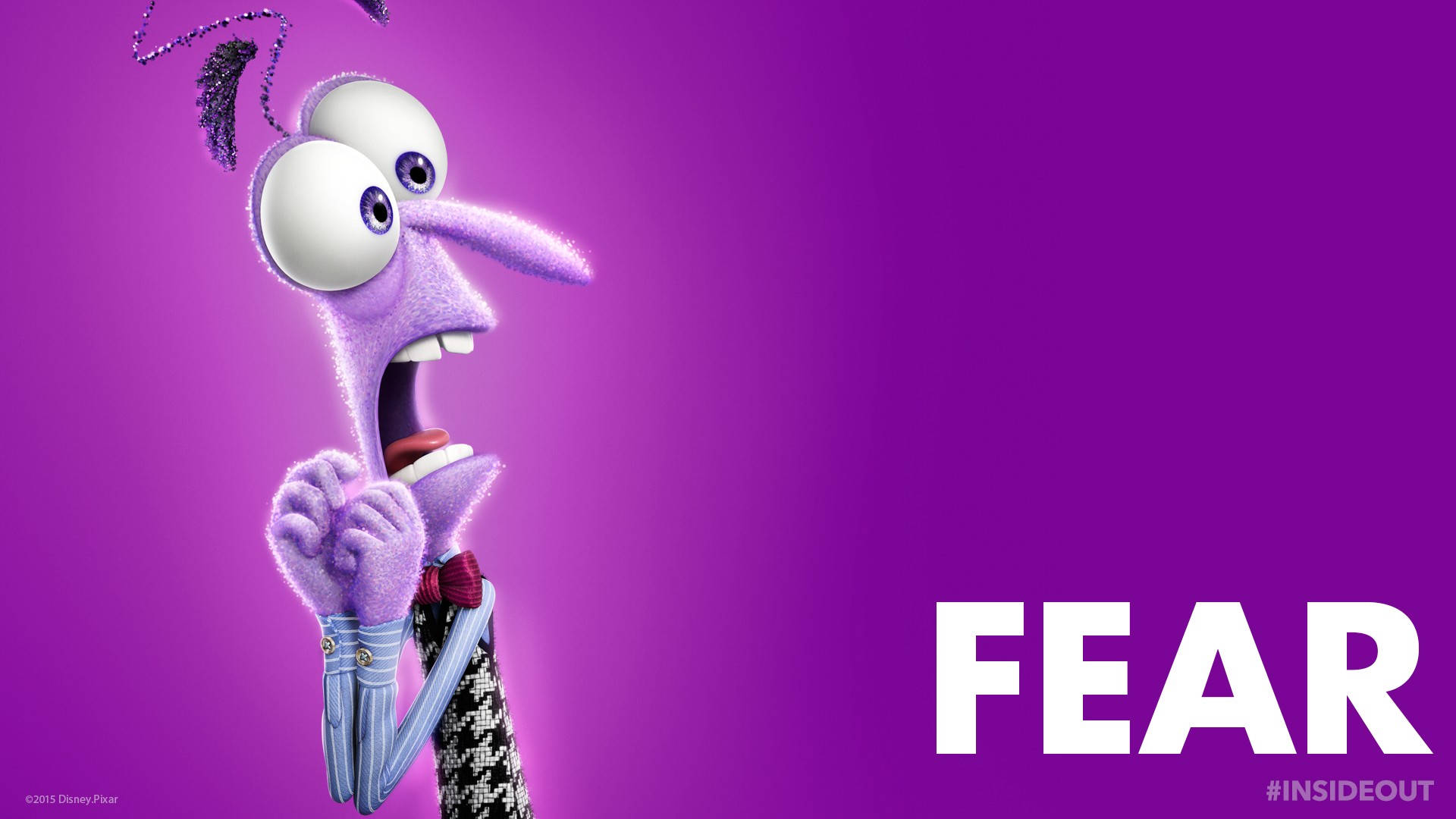 Fear Inside Out, purple animated character, wide eyes, Full HD Desktop Wallpaper