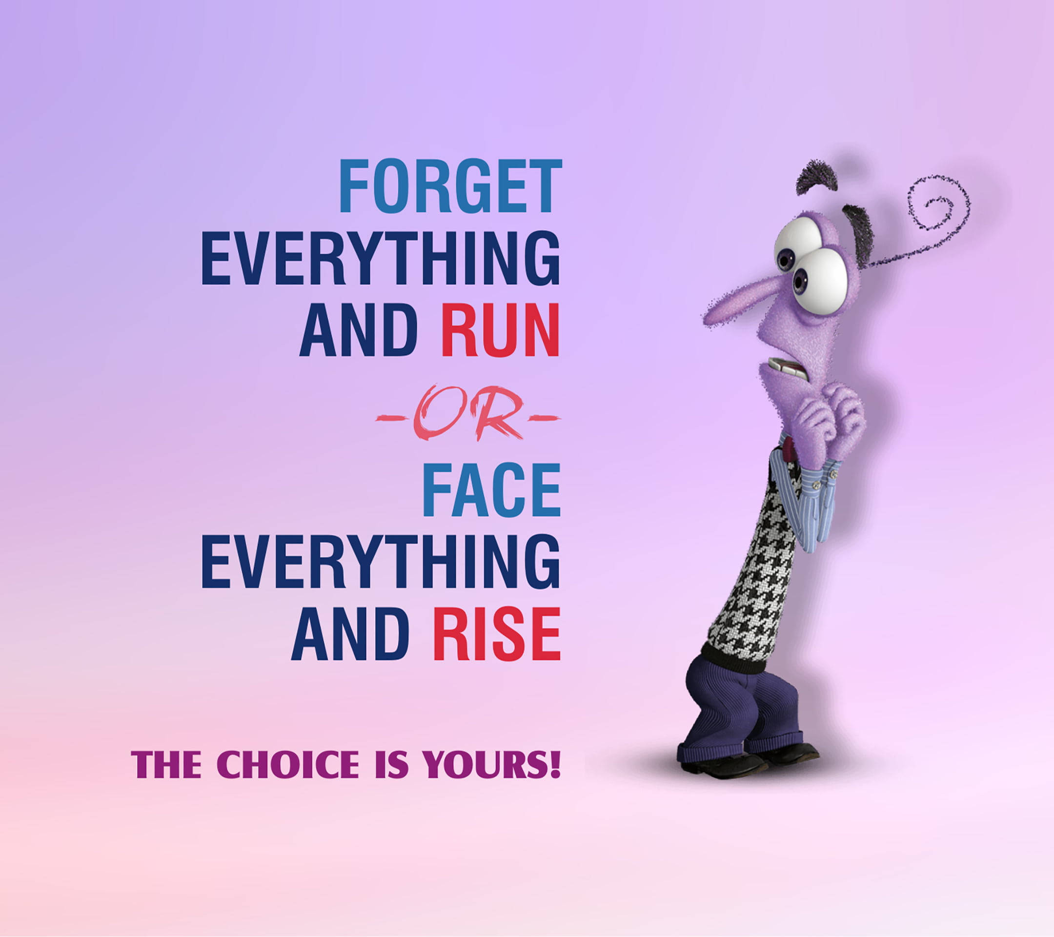 Fear Inside Out, purple animated character, wide eyes, Full HD Desktop Wallpaper