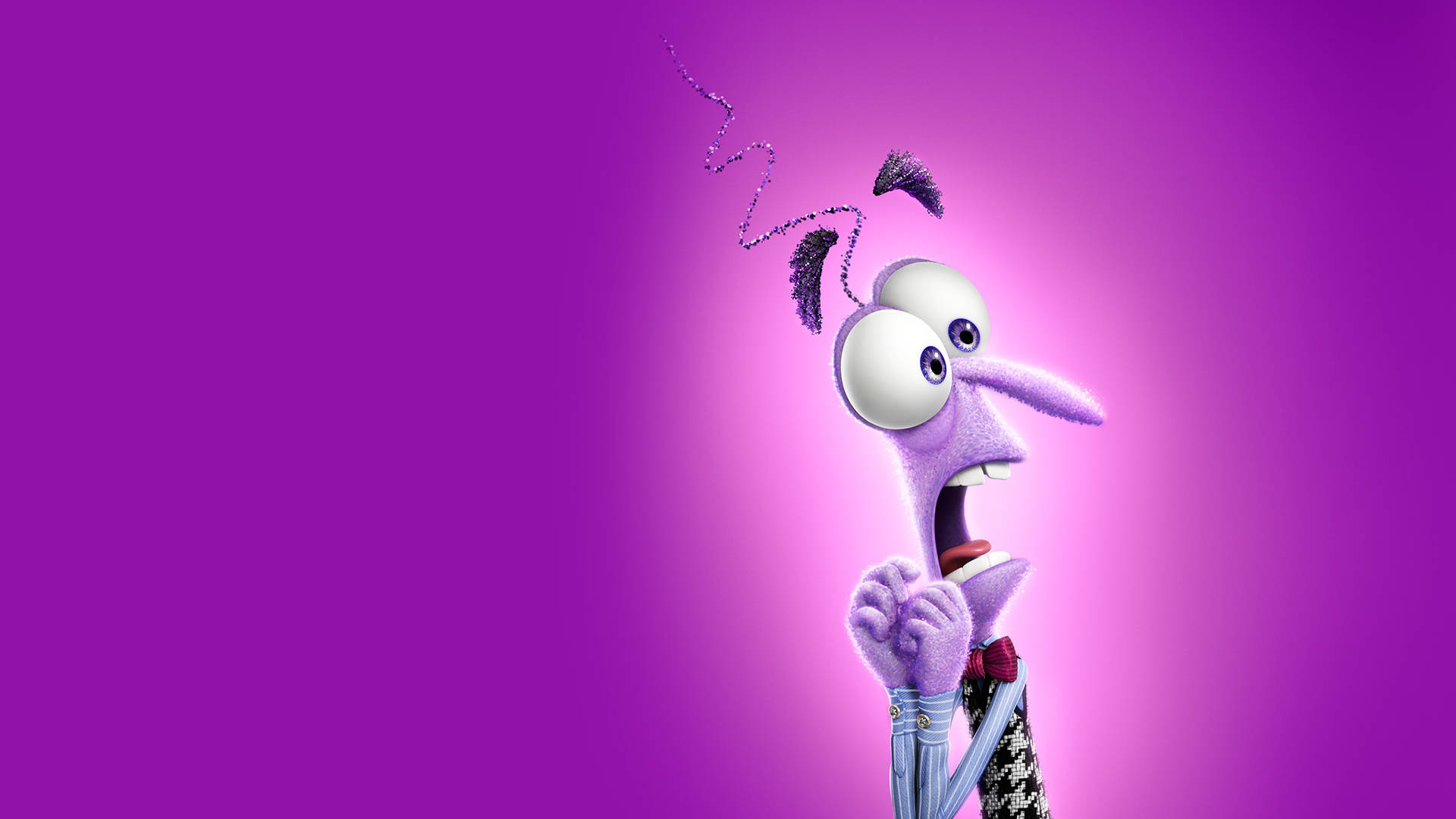 Fear Inside Out, purple background, cartoonish purple character, Full HD Desktop Wallpaper