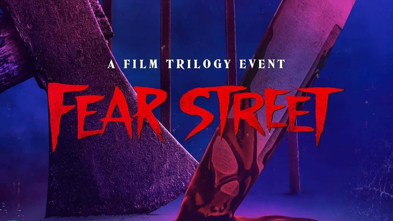 Fear Street, blood-red title, dark blue background, HD Desktop Wallpaper