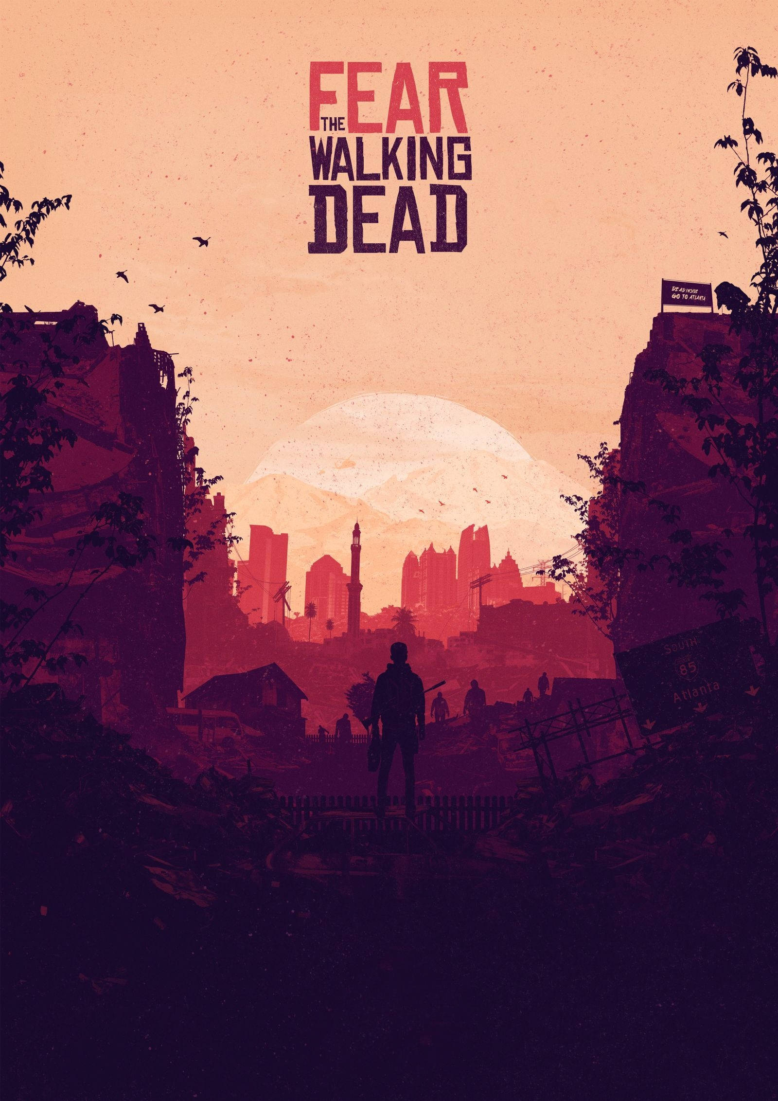 Fear The Walking Dead, sunset, ruined cityscape, Full HD Phone Wallpaper