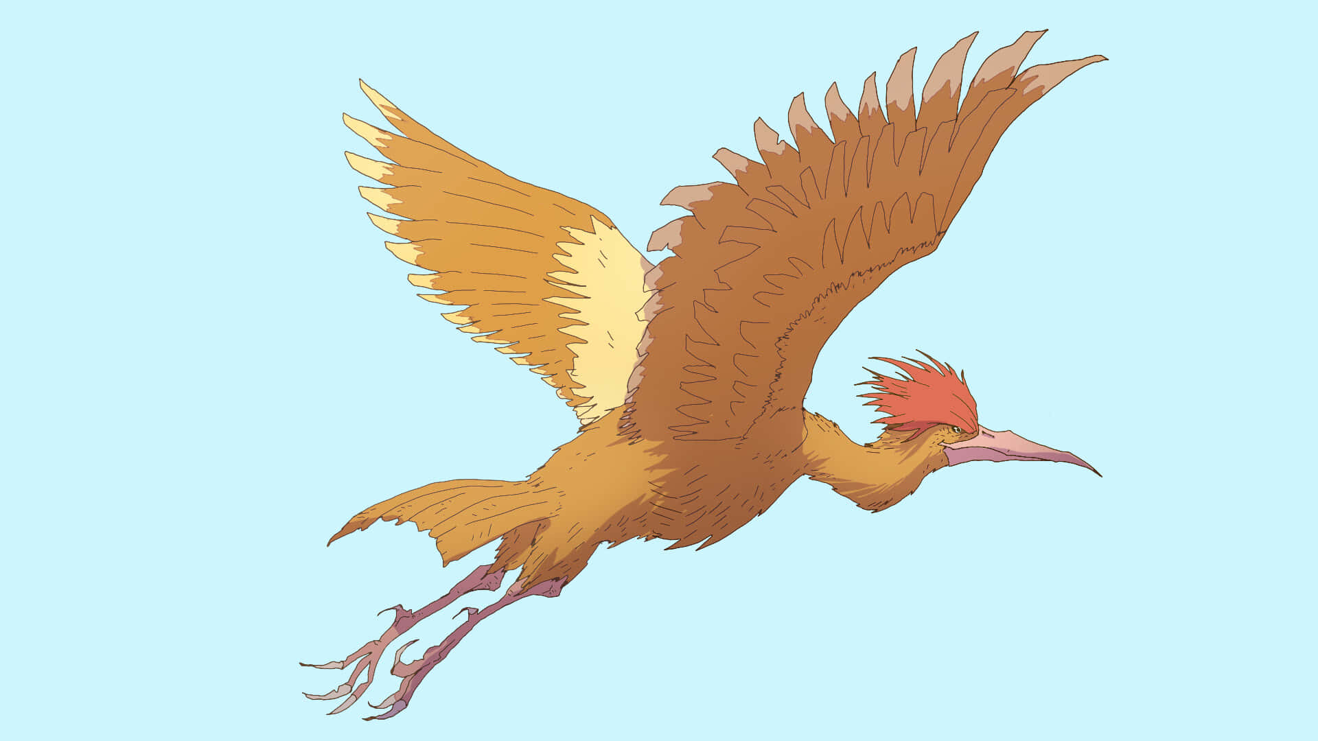 Fearow, brown bird, red crest, Full HD Desktop Wallpaper