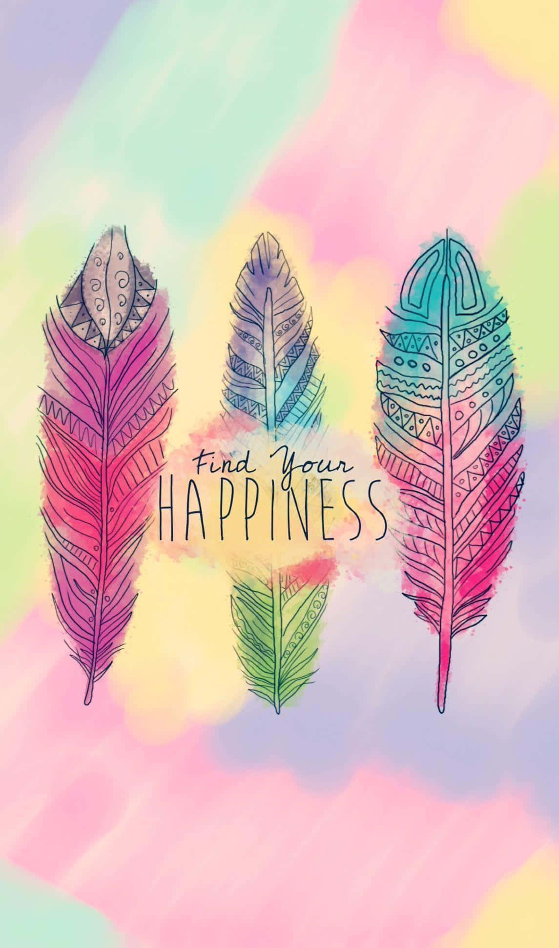 colorful feathers, pastel watercolor background, find your happiness, Full HD Phone Wallpaper