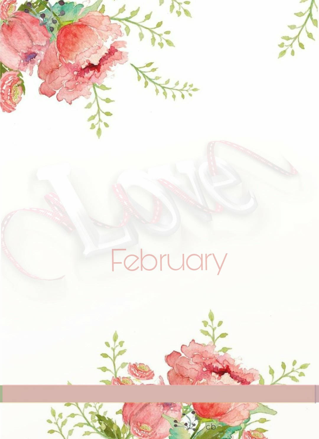 February Love, pink flowers, watercolor, HD Phone Wallpaper