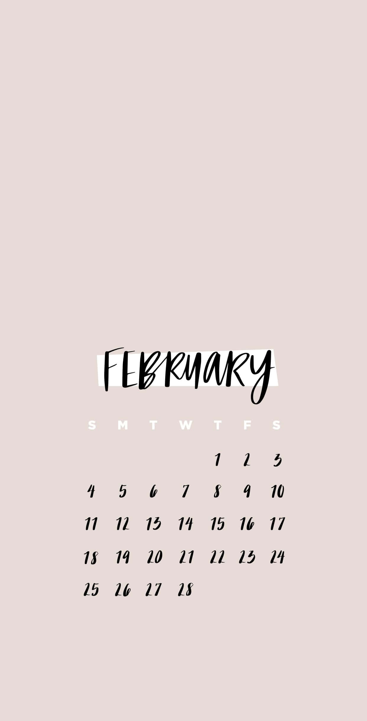 February, minimalist, calendar, Full HD Phone Wallpaper