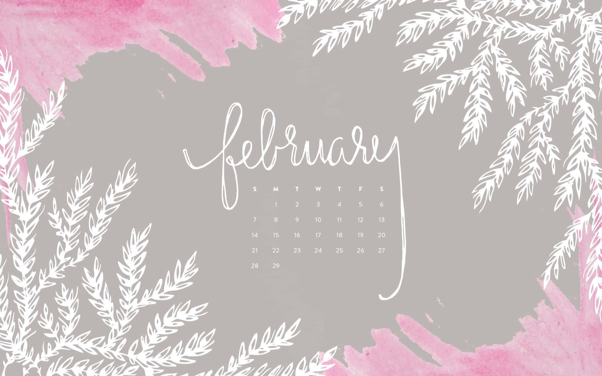 February Aesthetic, cursive script, gray background, Full HD Desktop Wallpaper