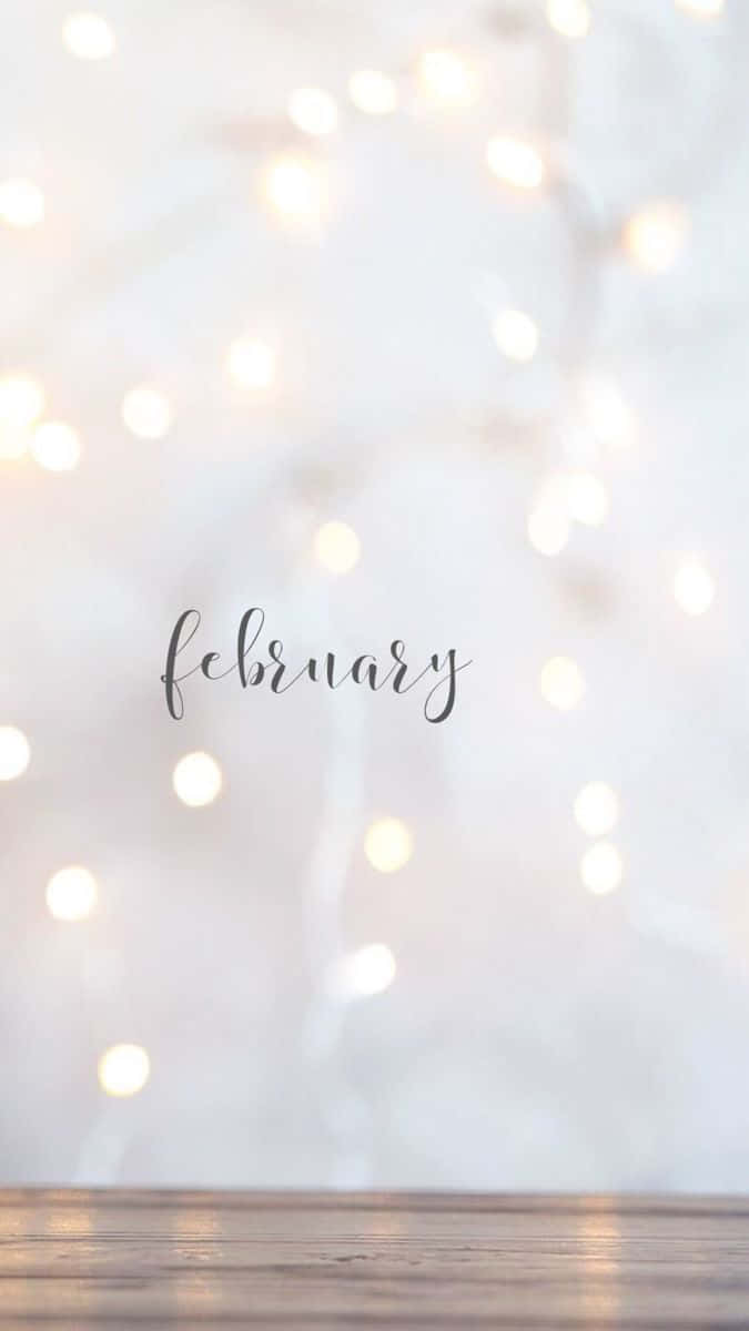 February, elegant cursive, soft glowing fairy lights, SD Phone Wallpaper