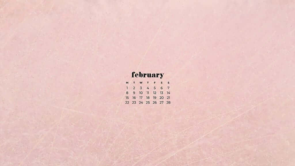 February, minimalist calendar, black text, SD Desktop Wallpaper