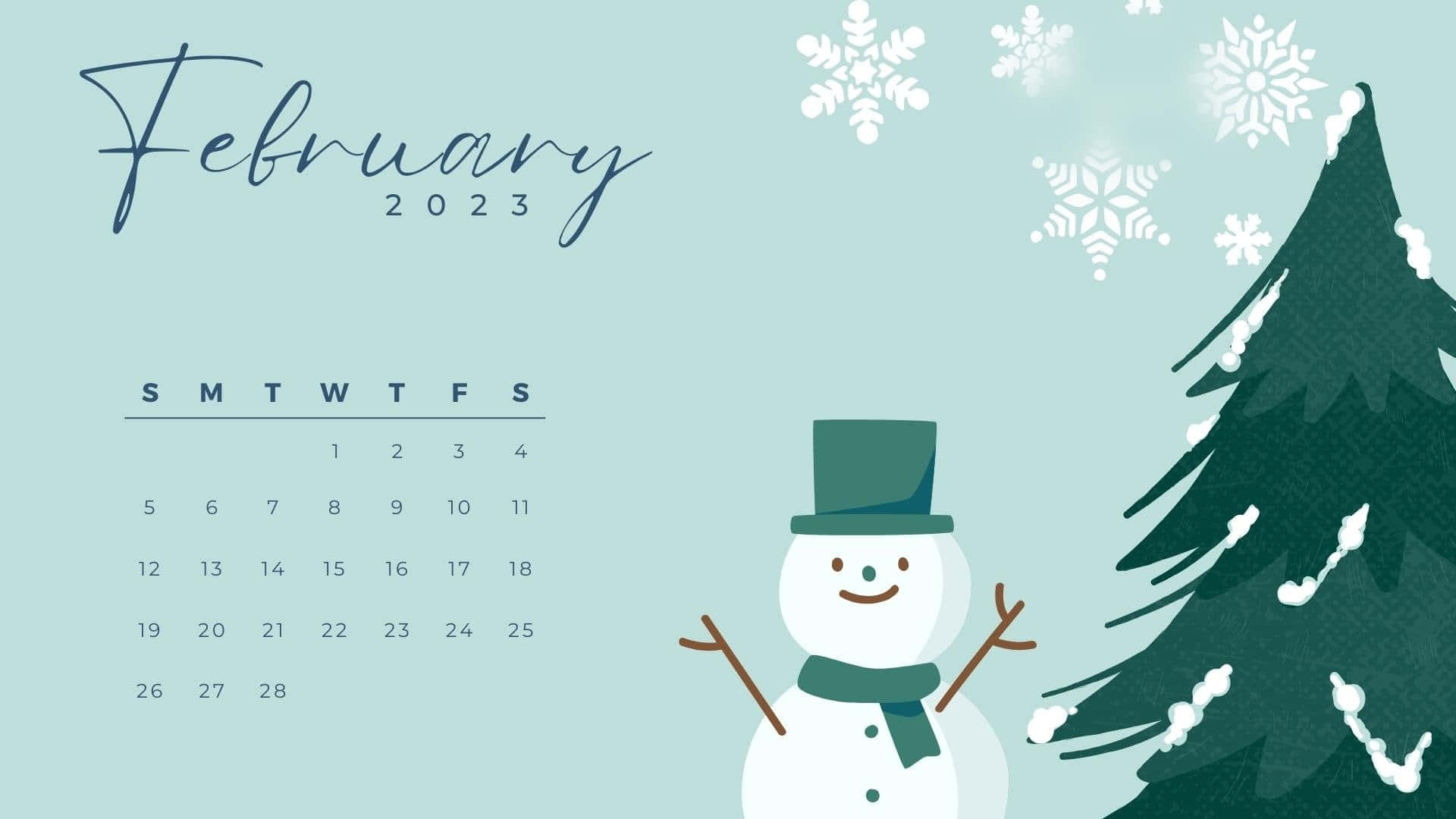 snowman, green top hat, scarf, Full HD Desktop Wallpaper