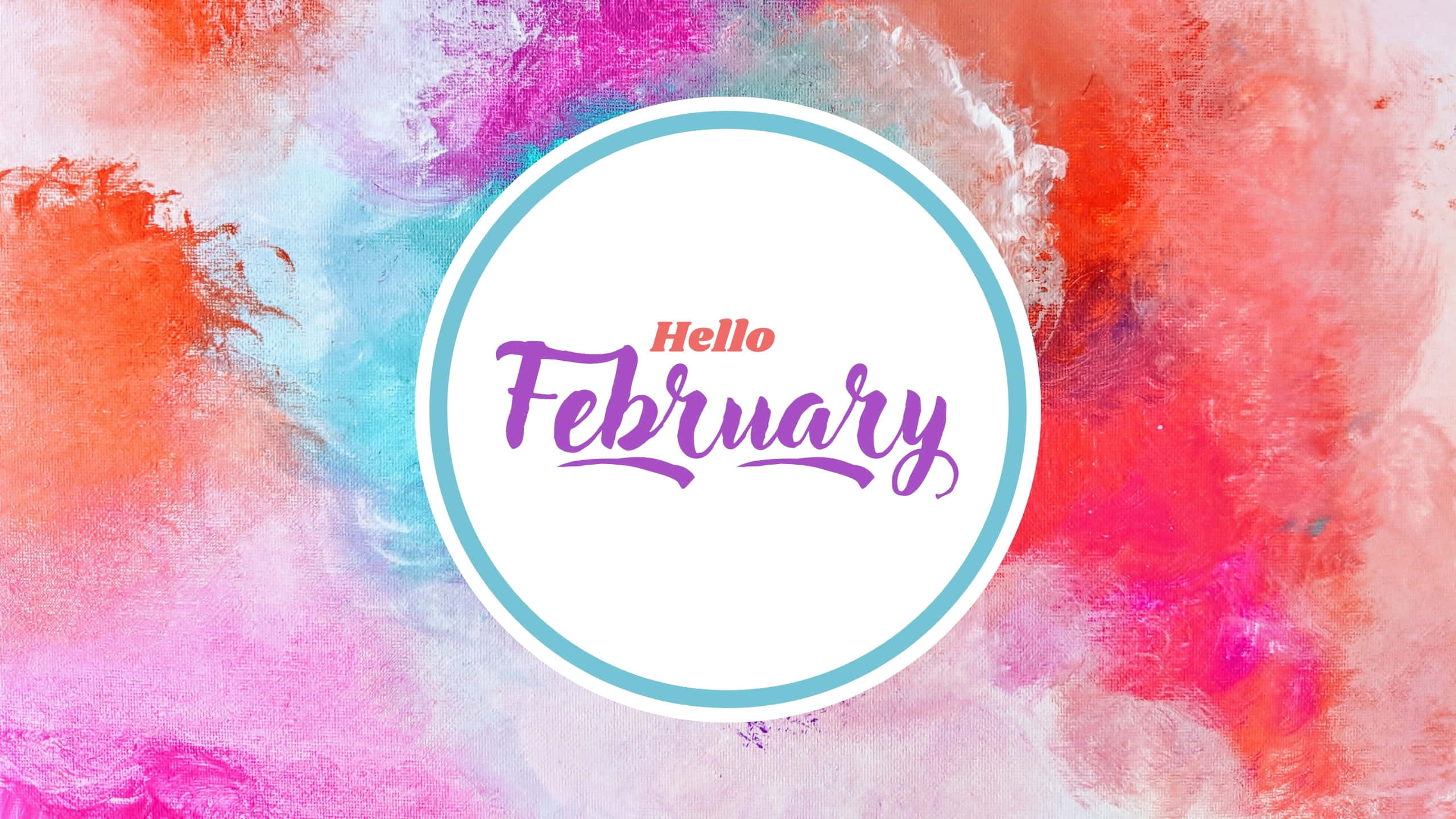 Hello February, purple, red, 2K Desktop Wallpaper
