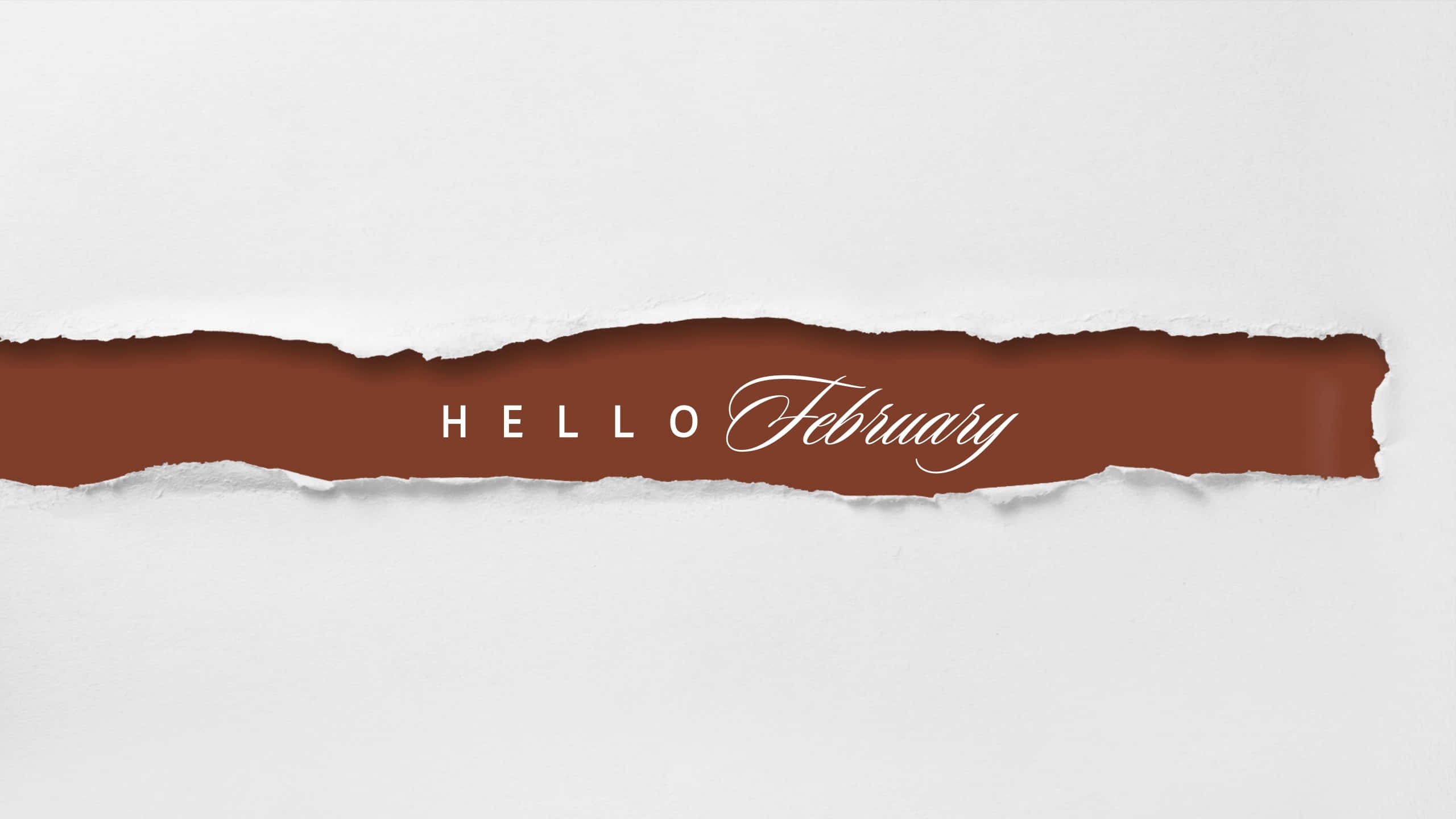 hello february, white paper, torn, 2K Desktop Wallpaper