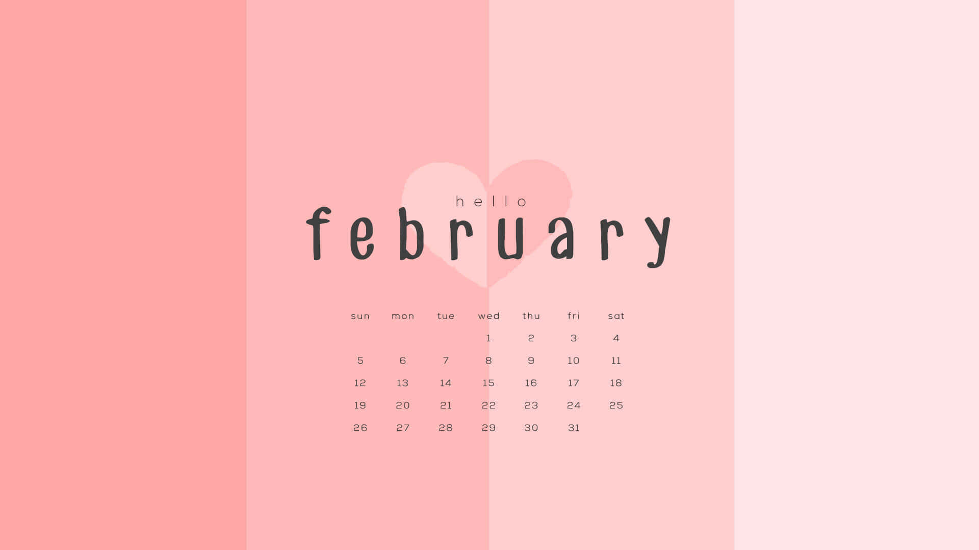 February, Hello February, soft pink gradient, Full HD Desktop Wallpaper