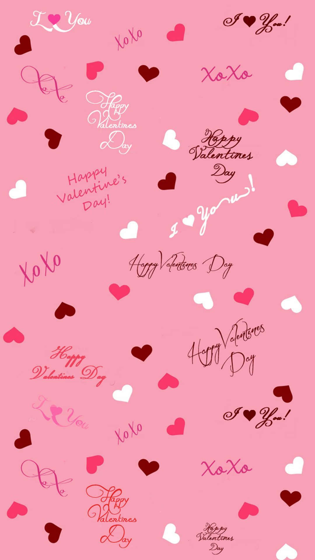 February iPhone, vibrant pink, scattered hearts, Full HD Phone Wallpaper