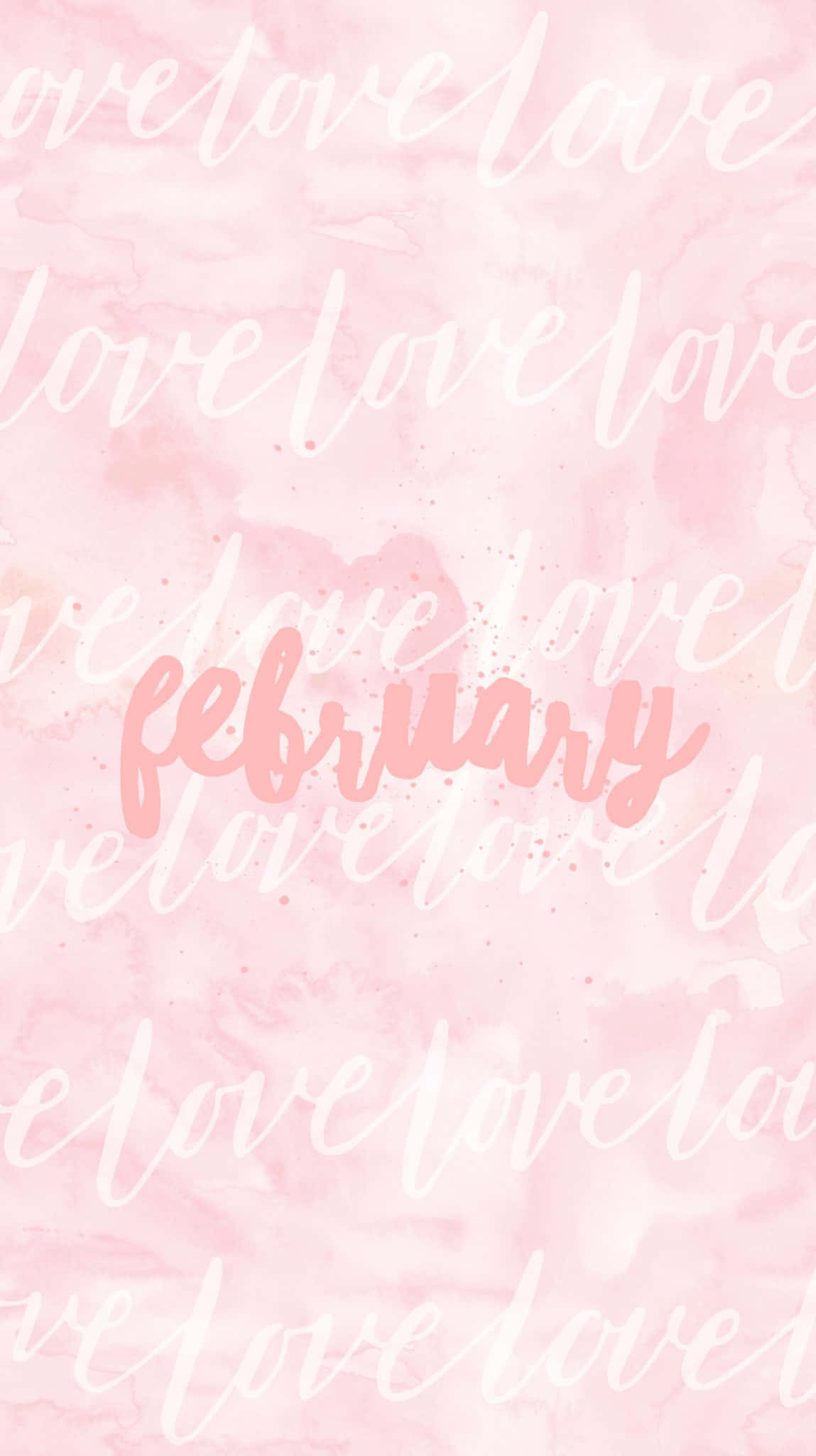 February, iPhone, soft pink watercolor background, Full HD Phone Wallpaper