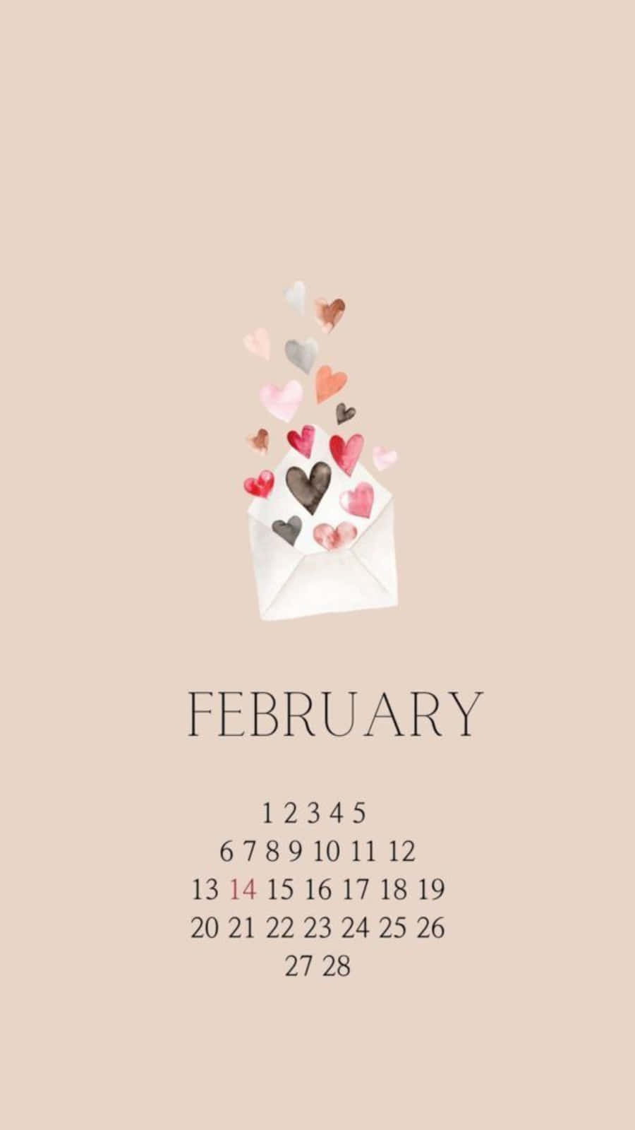 February iPhone, watercolor February calendar, white envelope, HD Phone Wallpaper
