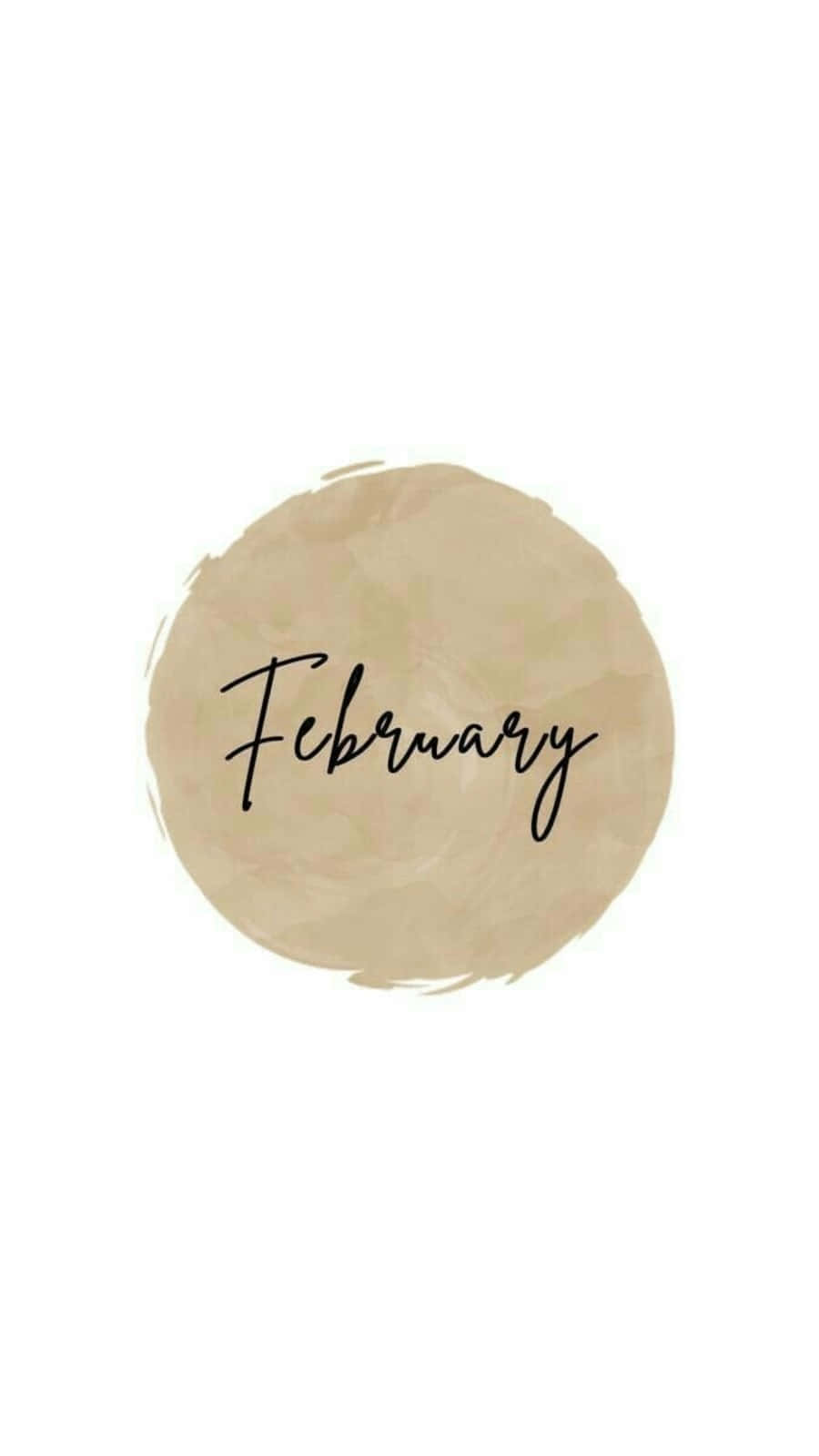 February, black cursive script, soft beige watercolor circle, HD Phone Wallpaper