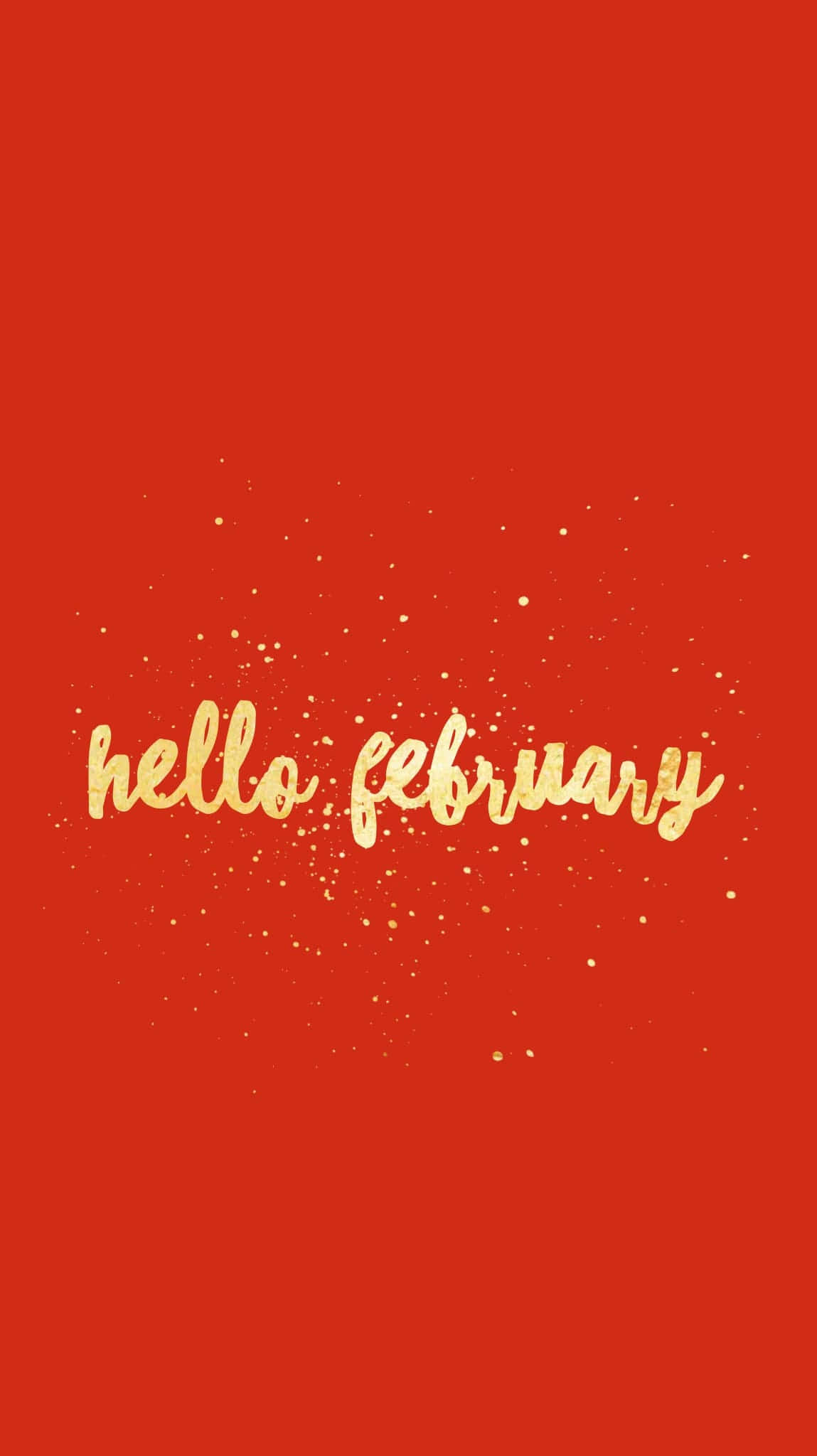 February iPhone, vibrant red, golden glittery text, Full HD Phone Wallpaper