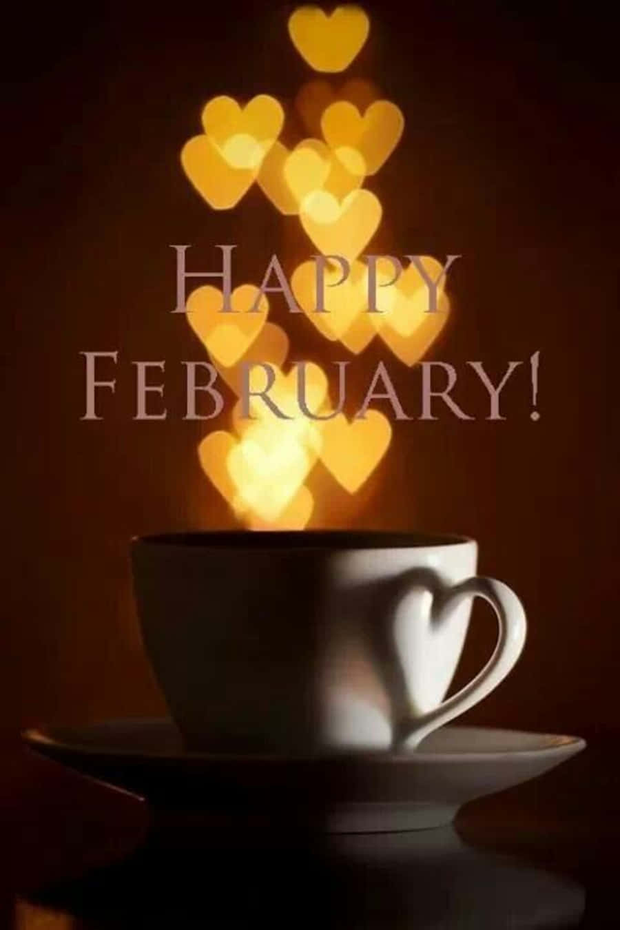 February iPhone, white heart-shaped coffee cup, glowing golden hearts, HD Phone Wallpaper